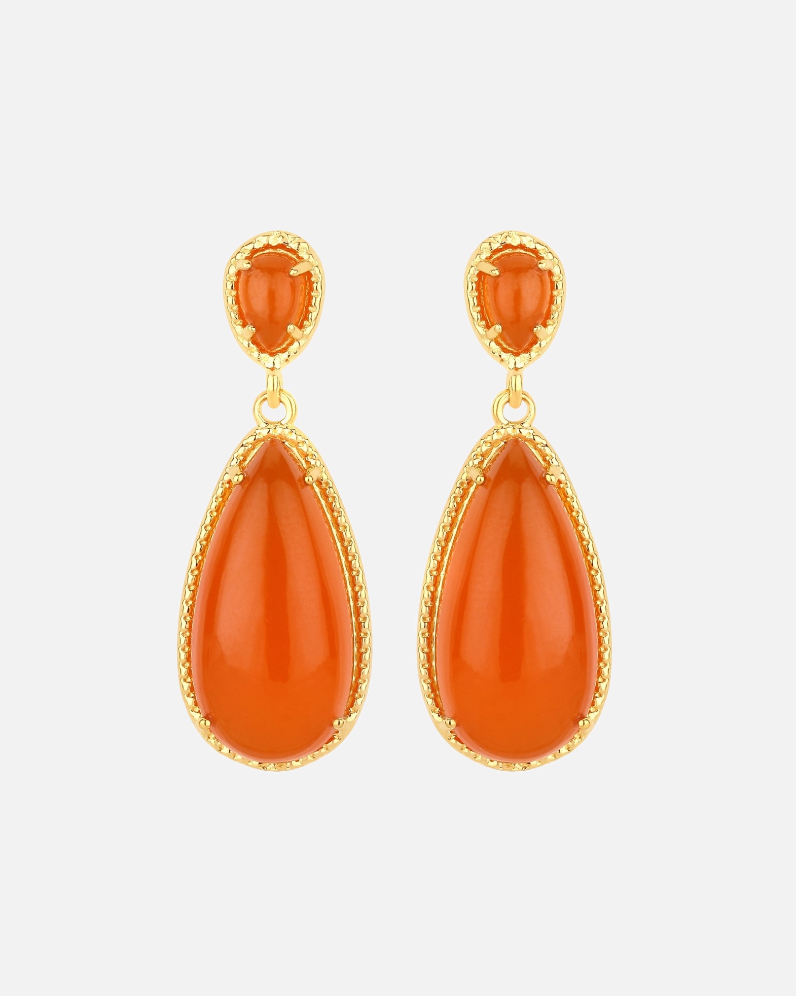 Ohrringe für Weiblich Rafaela Donata Ohrringe Sterling Silber Rosenquarz in Gelbgold Orange