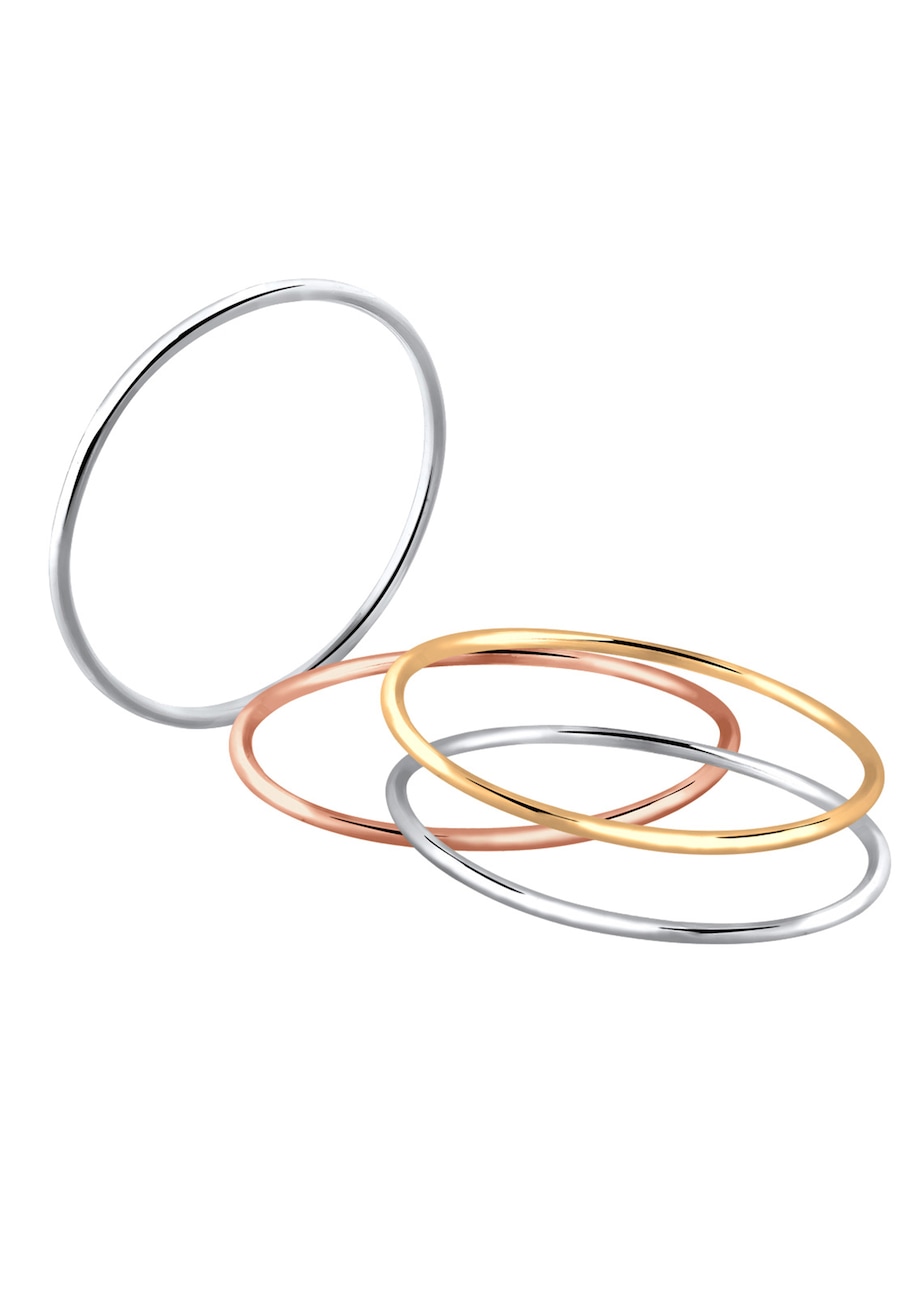 Elli Ring Set "Stacking-Rings" Tricolor Silber vergoldet 56 Damen