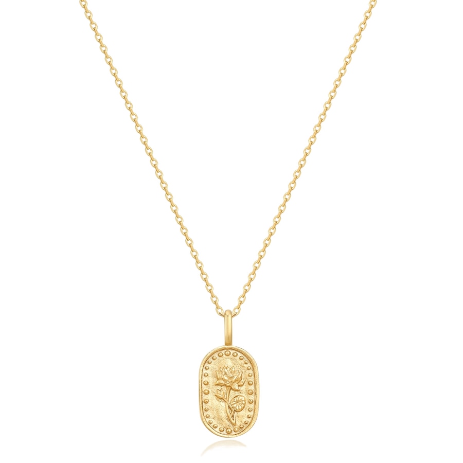 Glanzstücke München Halskette Geburtsblume Juli Lotus aus Sterling Silber in Gelbgold 40,0 cm Basiskette + 5,0 Verlängerung Damen