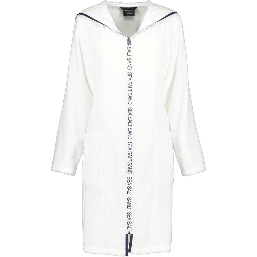 Cawö Bademäntel Damen Reißverschluss mit Kapuze Sea Salt Sand 3101 weiß - 600 XL Weiss