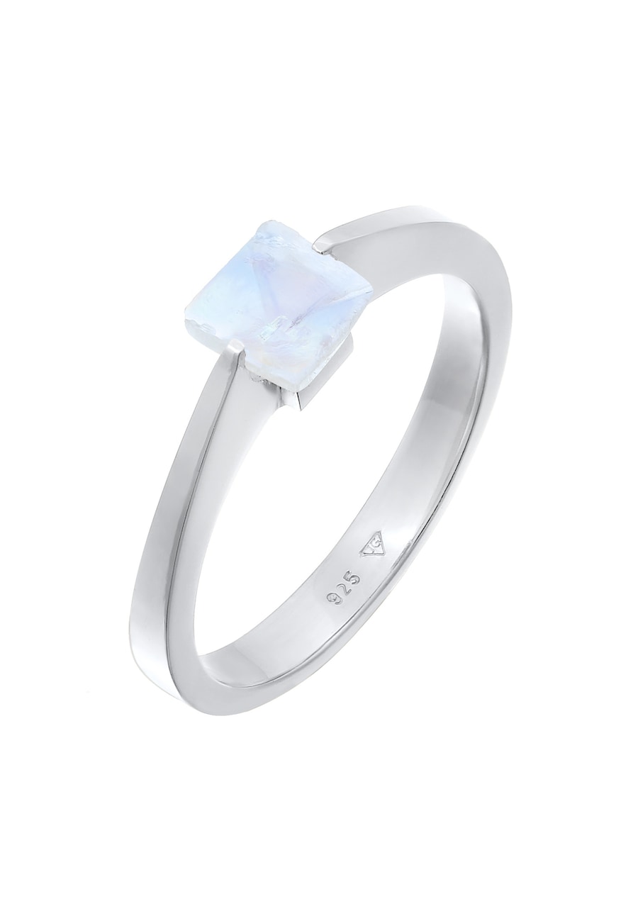 Elli PREMIUM Ring Solitär Mondstein Edelstein Viereck 925 Silber 62 Damen