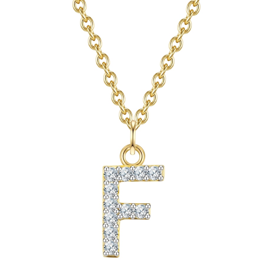 Glanzstücke München Halskette Buchstabe E Sterling Silber Zirkonia in Gelbgold F Damen