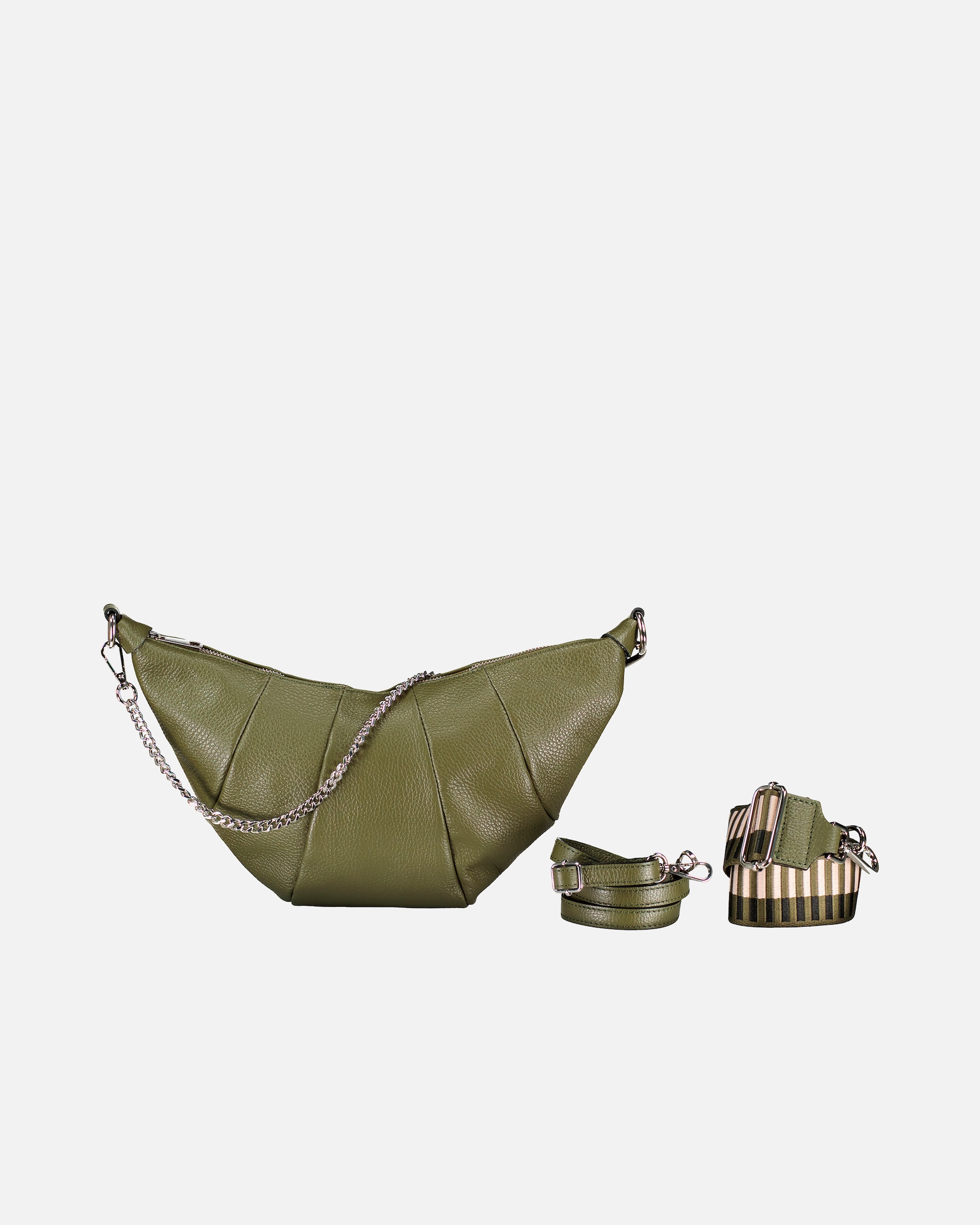 Tasche für Weiblich Hausfelder Manufaktur Beuteltasche mit drei Riemen Oliv