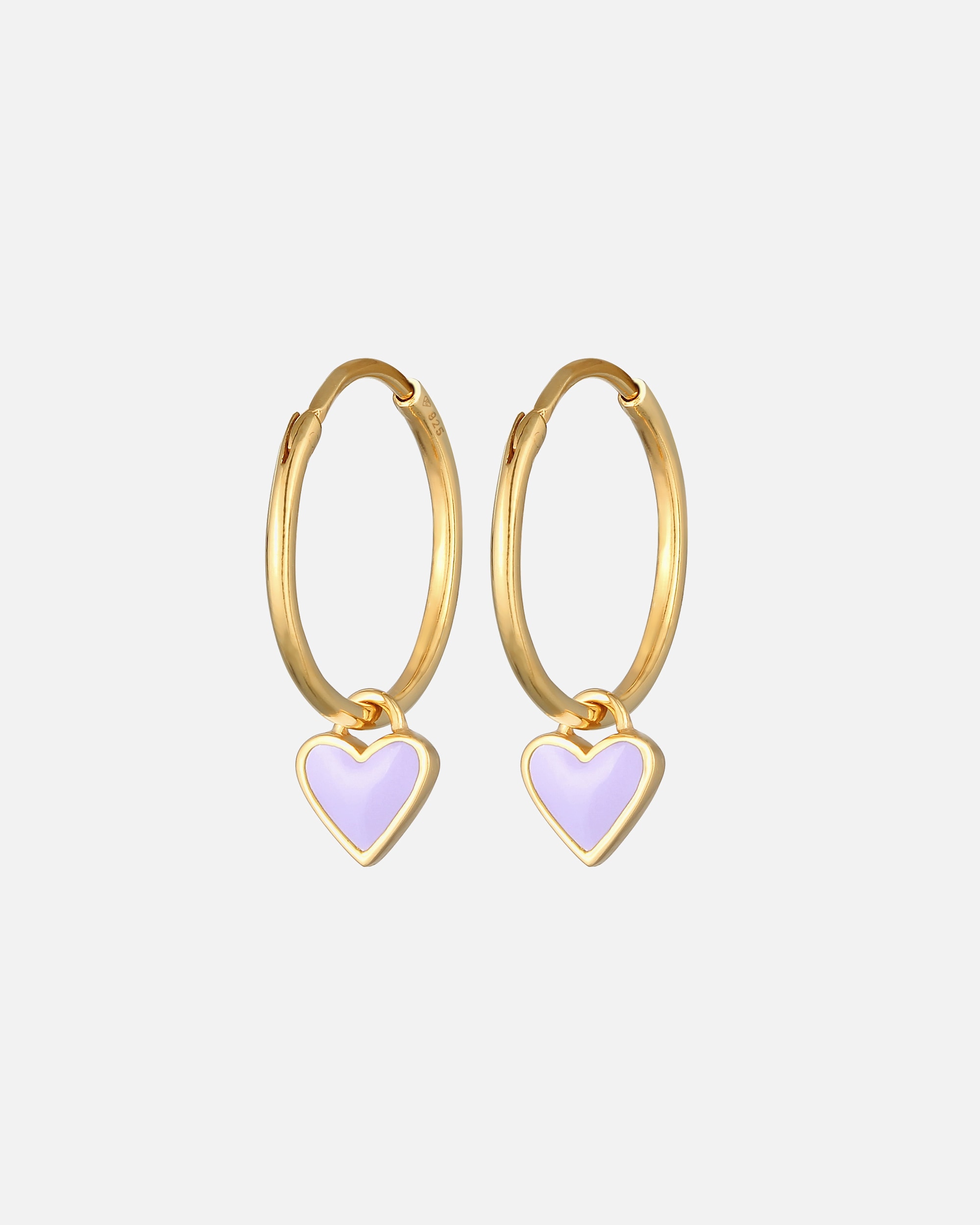 Creolen für Weiblich Elli Elli Ohrringe Creolen Hänger Herzen Emaille 925 Silber Violett hell