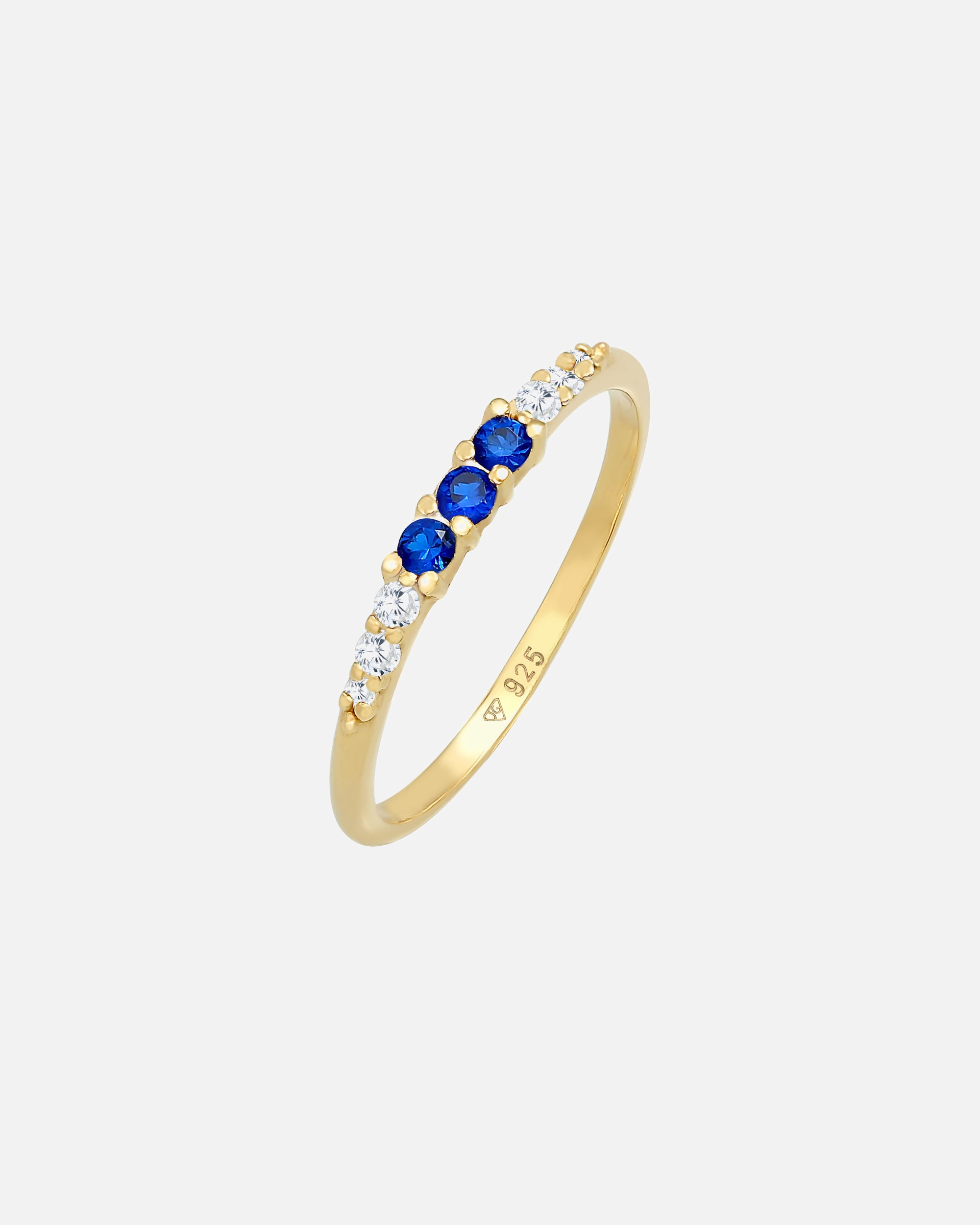 Ring für Weiblich Elli Zirkonia Saphir synthetisch 925 Silber vergoldet 52
