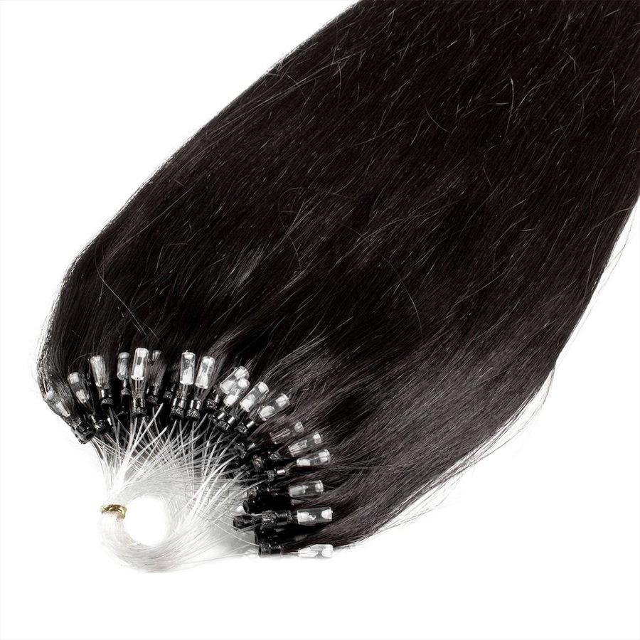 hair2heart Microring Extensions Premium Echthaar #4/0 Mittelbraun 1g 40cm Schwarz Damen