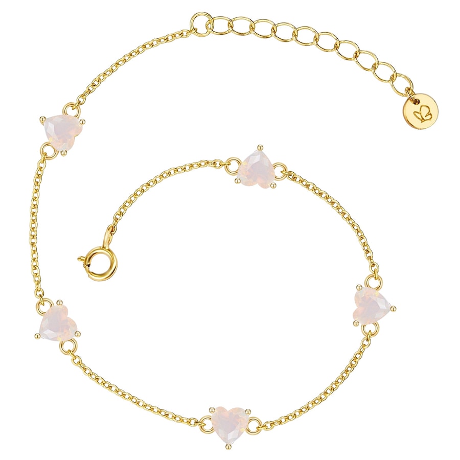 Glanzstücke München Armband Herz Sterling Silber Mondstein (synth.) in Gelbgold 17,0 cm Basislänge + 3,0 Verlängerung Damen