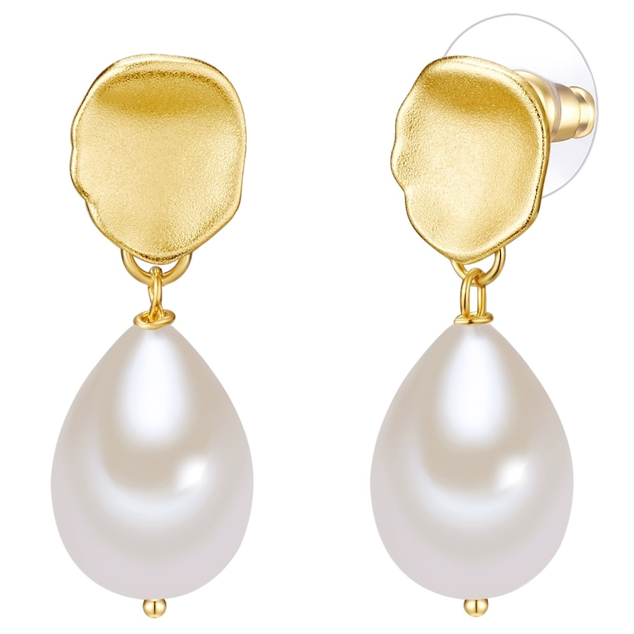 Lulu & Jane Perlen-Ohrstecker Metall-Legierung Muschelkernperle in Gelbgold 33,7 mm Damen