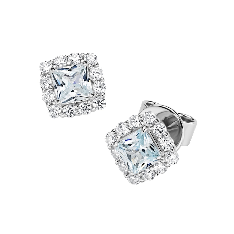 Giorgio Martello Milano Ohrstecker Ziersteine, Zirkonia weiß, Silber 925 Hellblau Violett