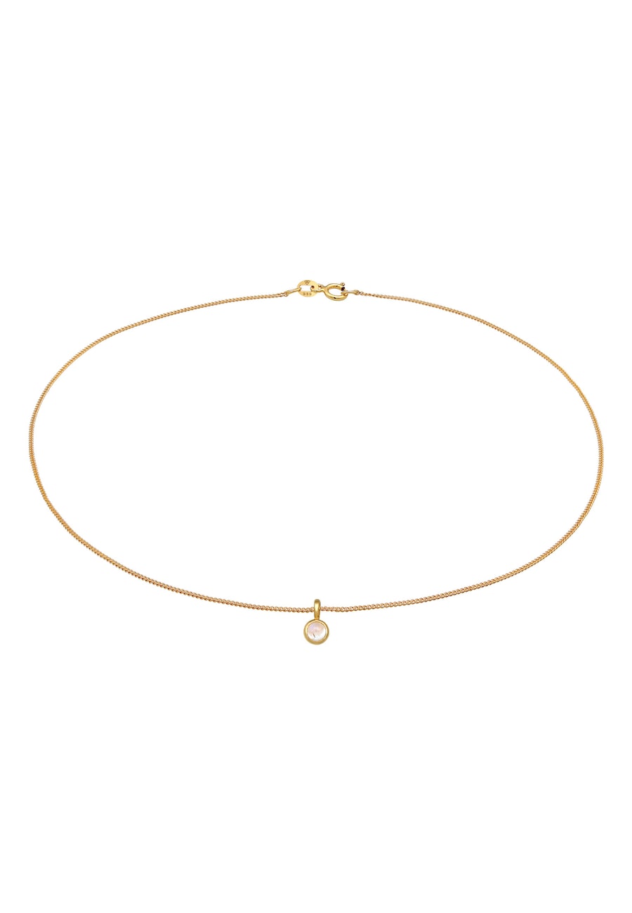 Elli PREMIUM Choker Mondstein Solitär Anhänger 585 Gelbgold 36 Damen
