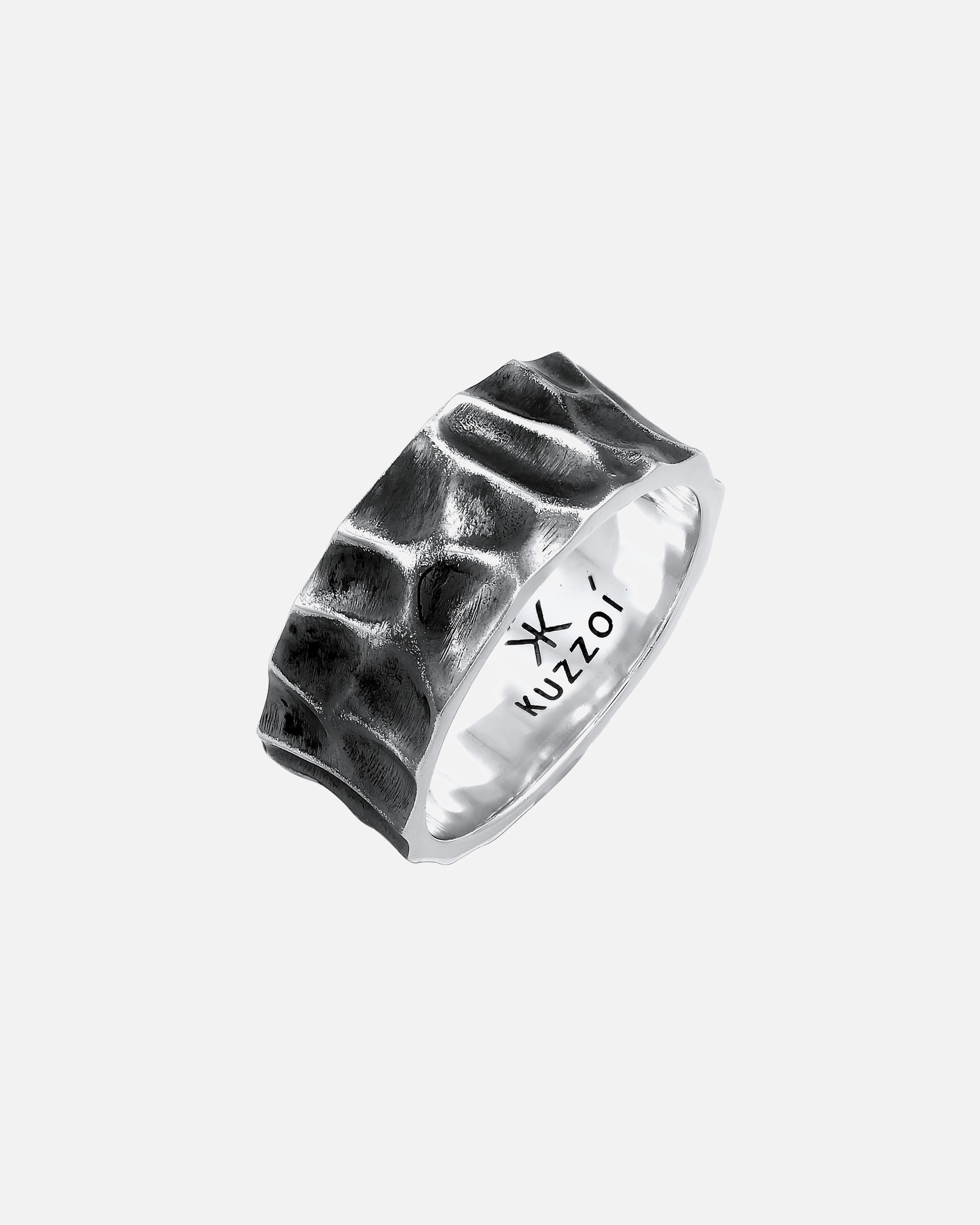 Ring für Männlich KUZZOI Herren Bandring Geschmiedet Used Look 925 Silber 58