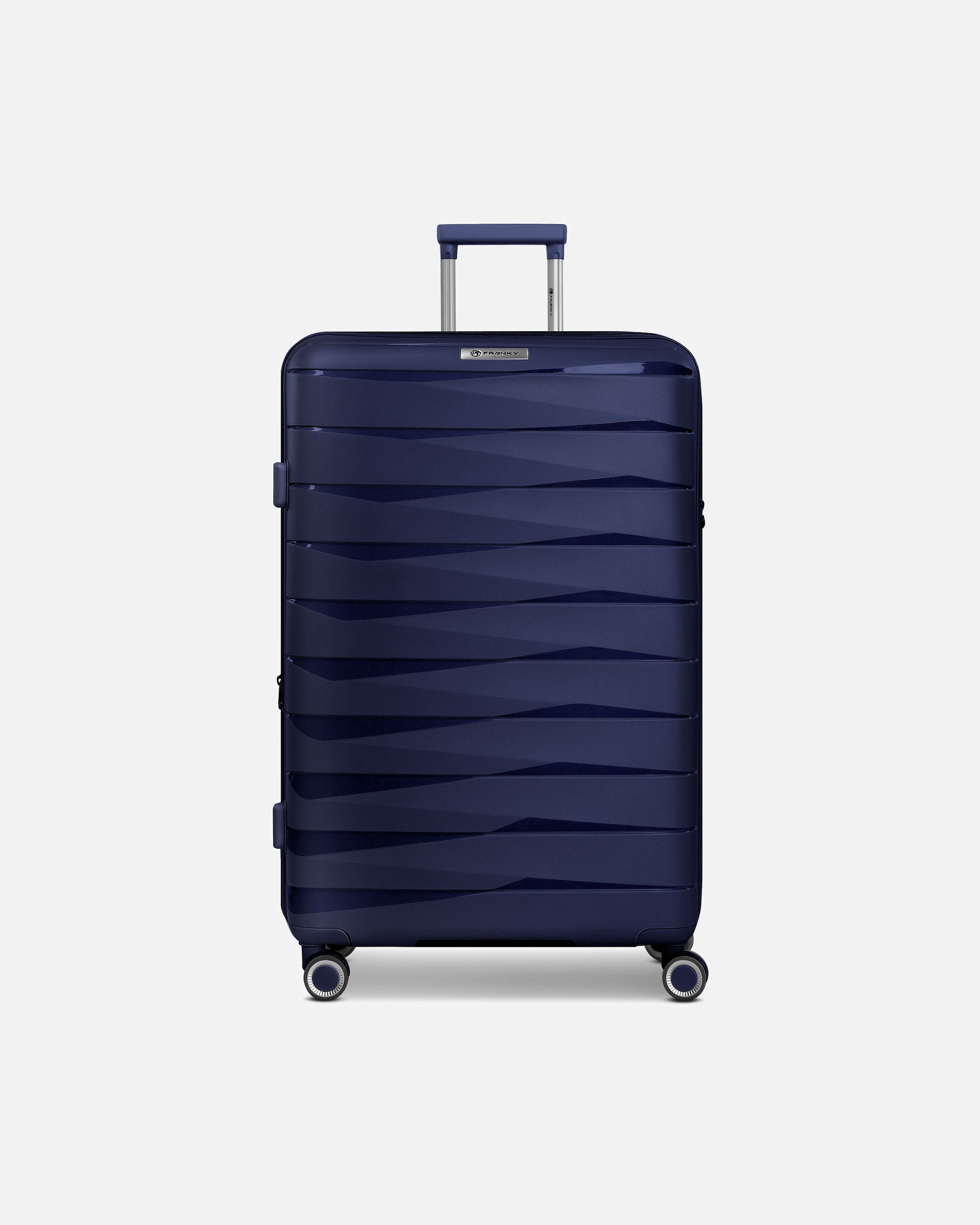 Koffer für Männlich Franky London 4 Rollen Trolley L 74 cm mit Dehnfalte dark blue