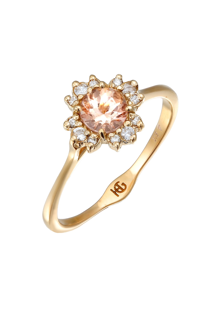 Haze & Glory Diamant Morganit Verlobungsring 375 Gelbgold 54 Damen