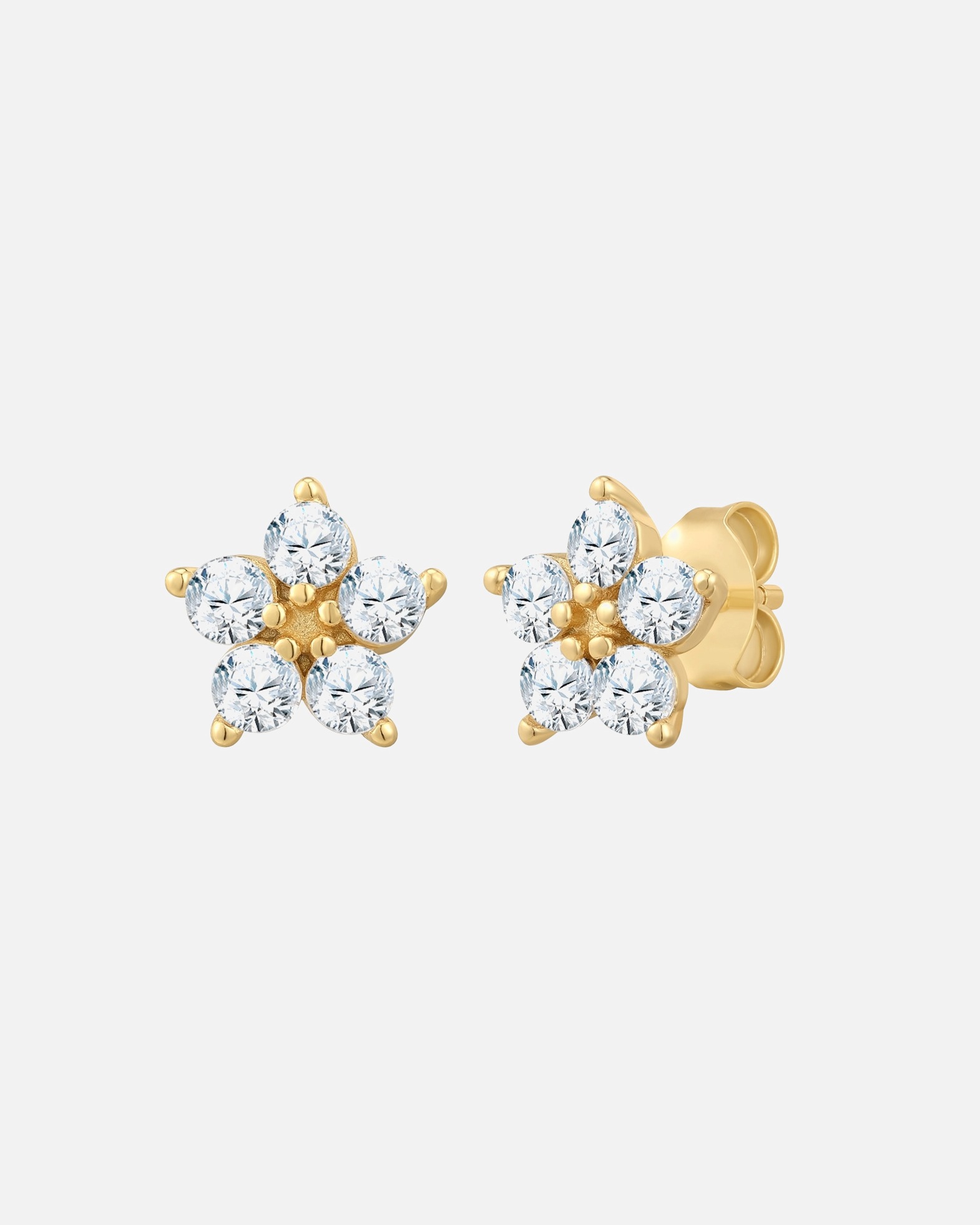 Ohrringe für Weiblich Rafaela Donata Ohrstecker Blume aus Sterling Silber in Gelbgold mit Zirkonia 8,3 mm