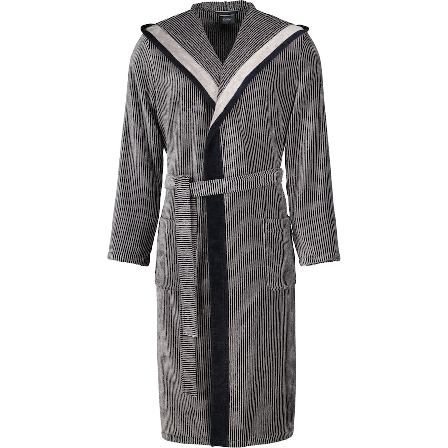 Cawö Bademäntel Herren Kapuze Luxury Home 5841 natur-schwarz - 97 XL