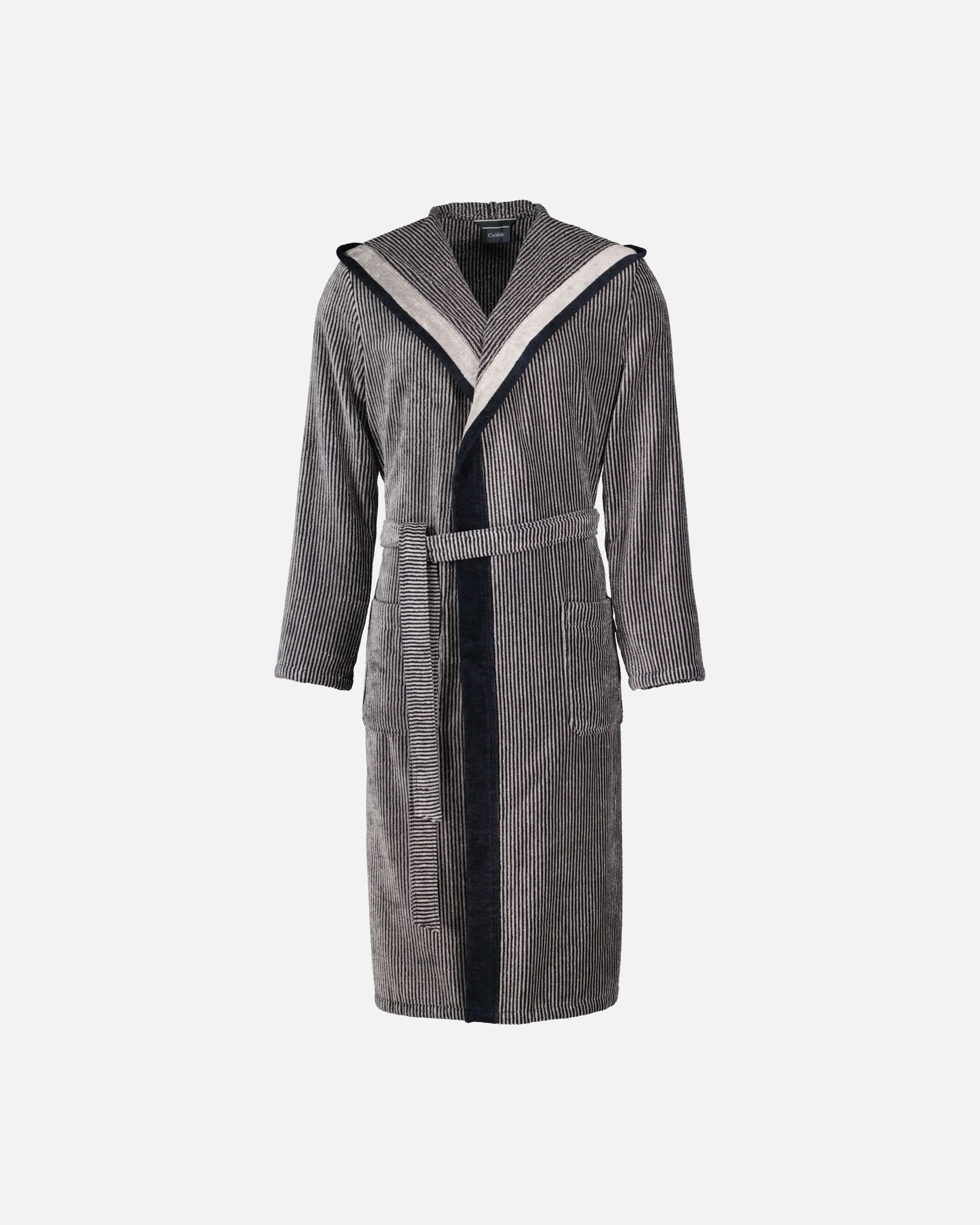 Bademantel für Unisex Cawö Cawö Bademäntel Herren Kapuze Luxury Home 5841 natur-schwarz - 97 M