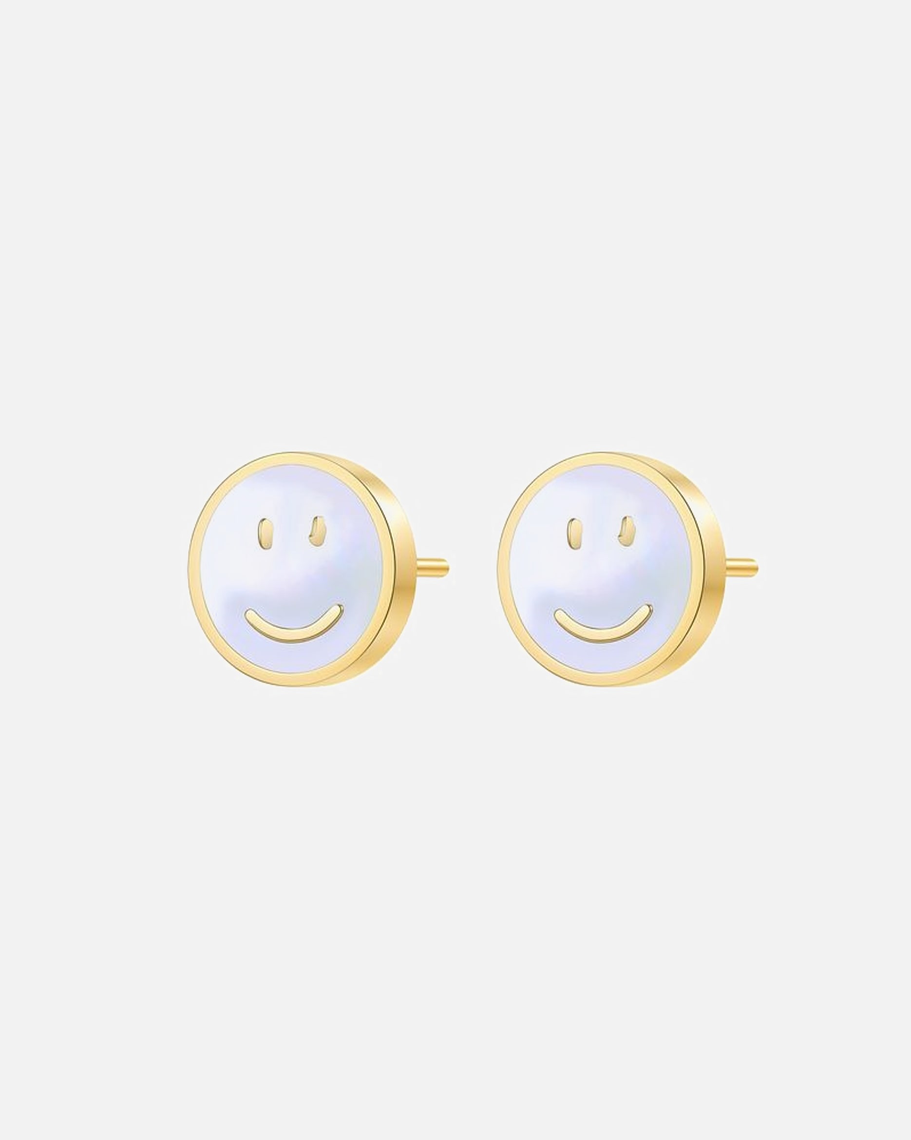 Ohrringe für Weiblich Hey Happiness Default Brand Line Smiley Muschel Ohrstecker – Edelstahl Ohrringe – wasserfest Gold