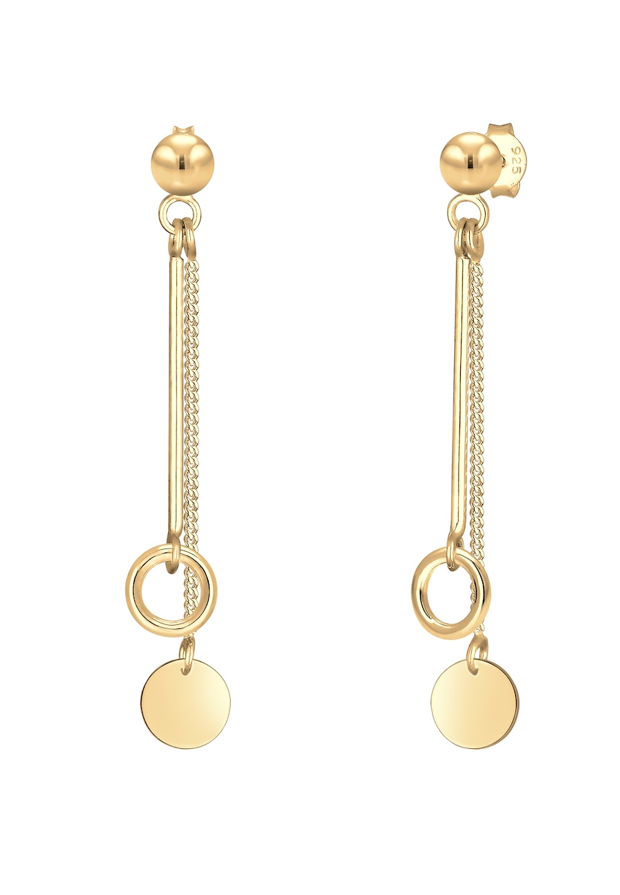 Elli Basic Stecker Kreis Stab Geo Kette 925 Silber goldfarben Damen