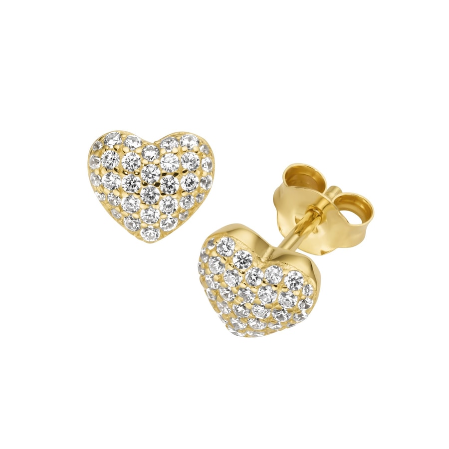 Smart Jewel Ohrstecker Herz mit Zirkonia, Silber 925 Gold