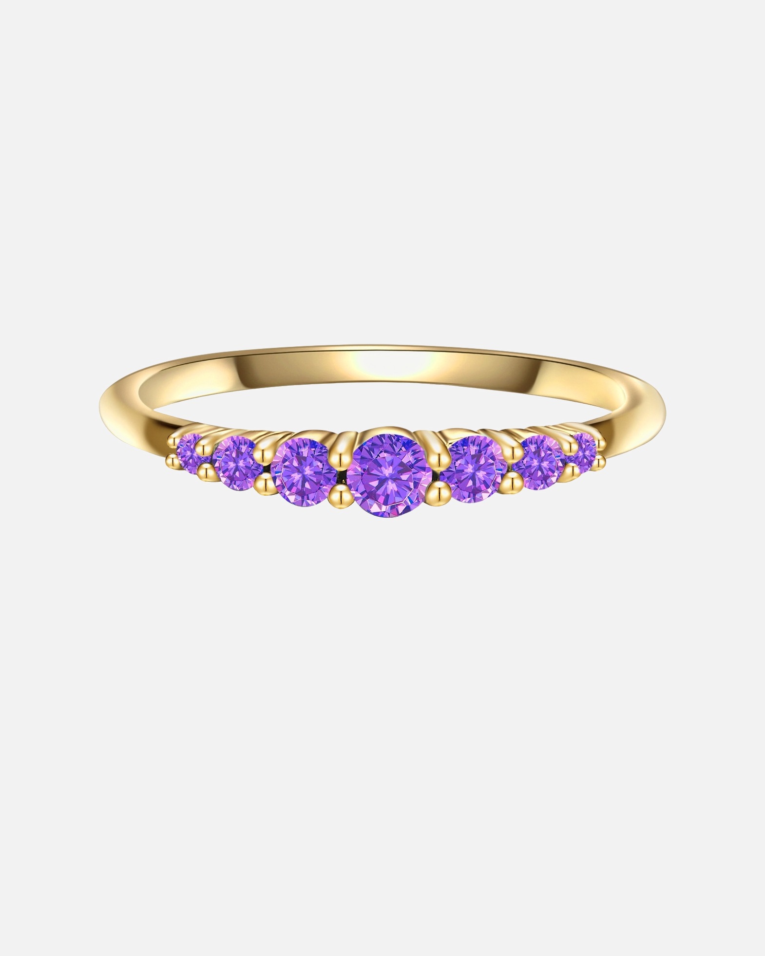 Ring für Weiblich Glanzstücke München Ring Sterling Silber Amethyst in Gelbgold 60