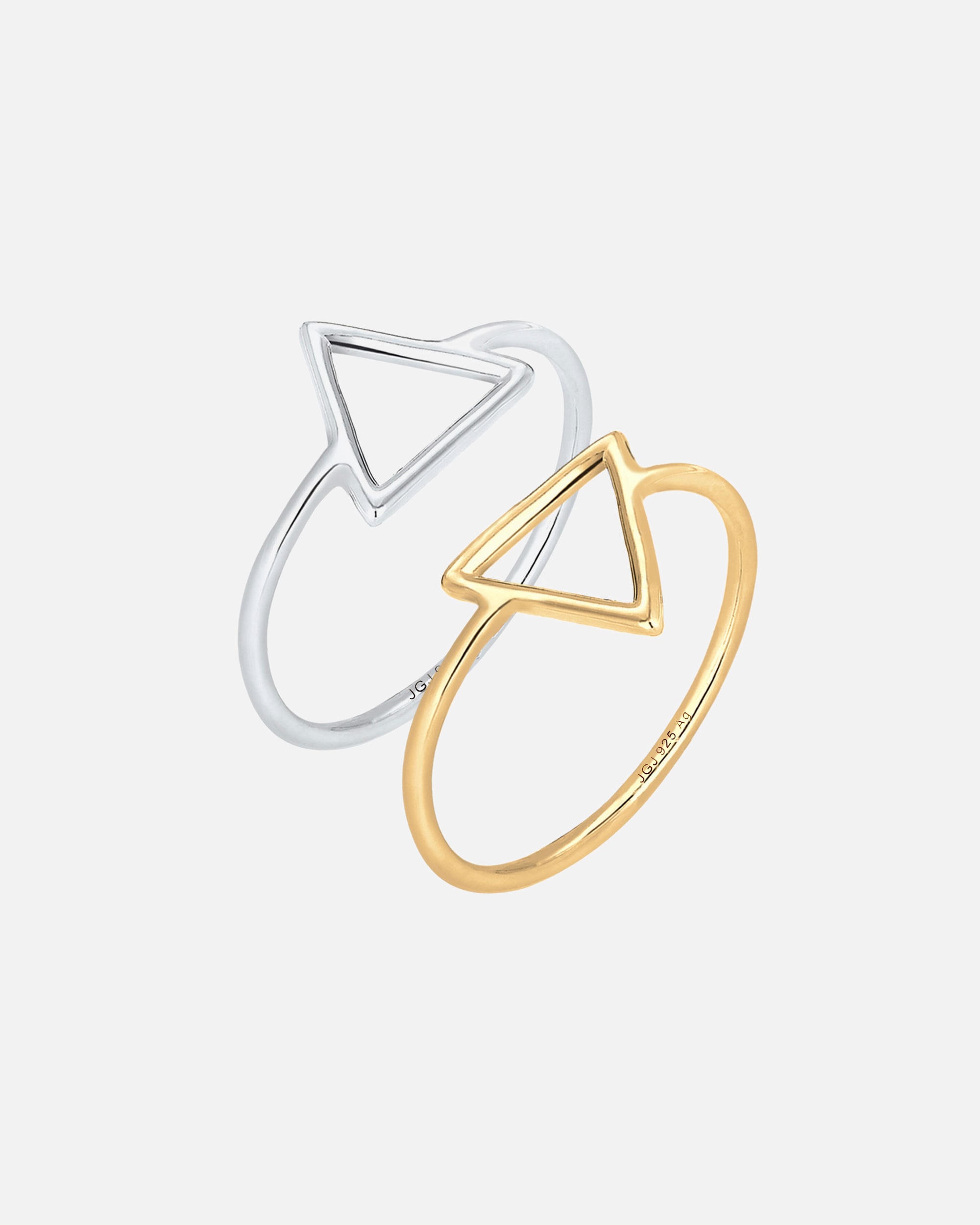 Ring für Weiblich Elli Elli Ring Set Trend Dreieck Bi-Color 925 Silber vergoldet 54