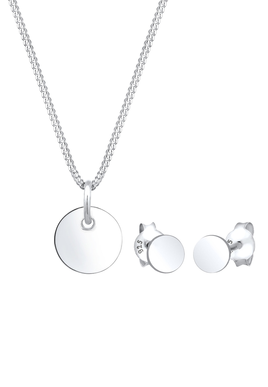 Elli Basic Set Kreis Halskette Ohrstecker 925 Silber silberfarben Damen