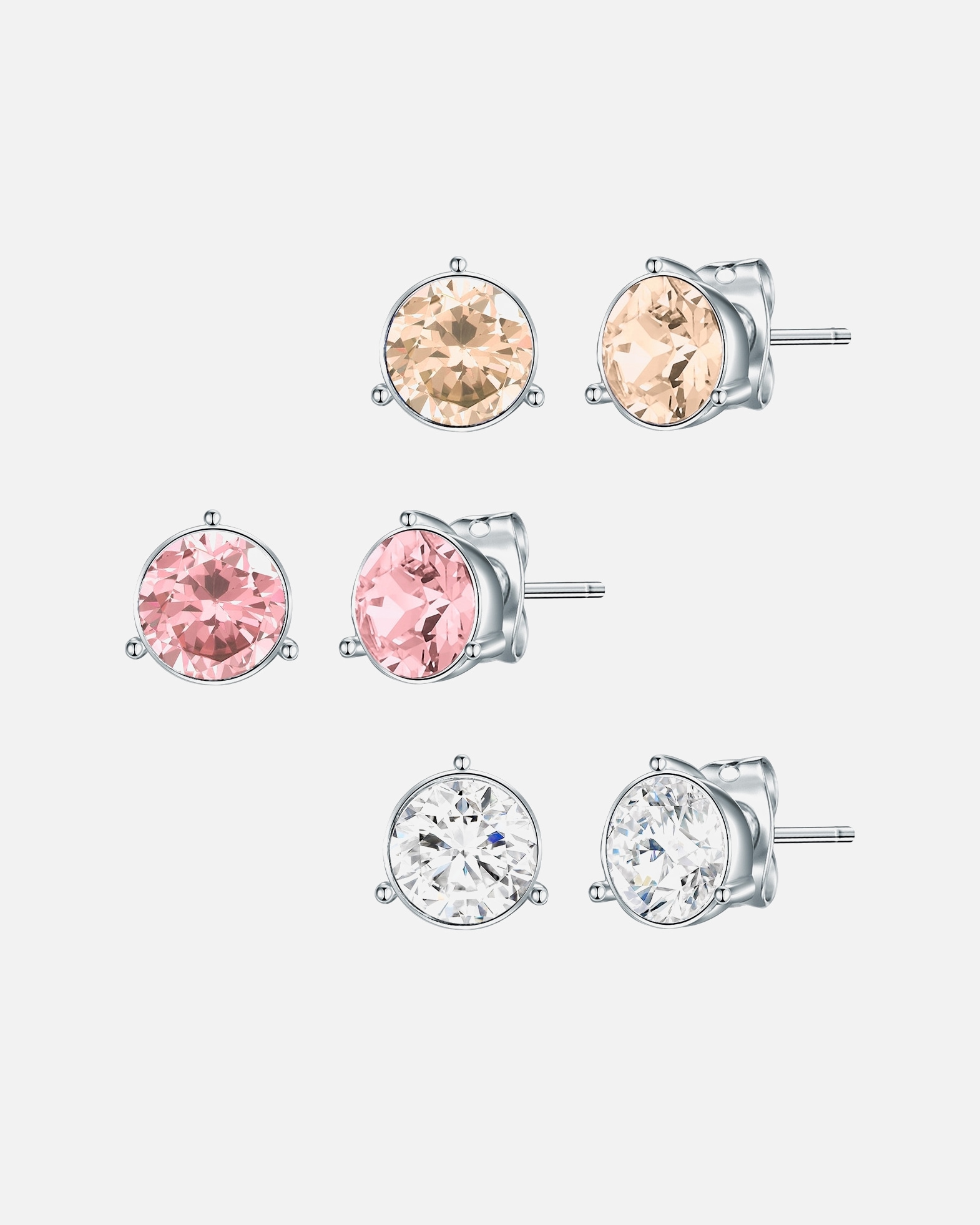 Ohrringe für Weiblich Lulu & Jane Schmuckset Metall-Legierung verziert mit Kristallen von Swarovski® in Silber 6,9 mm