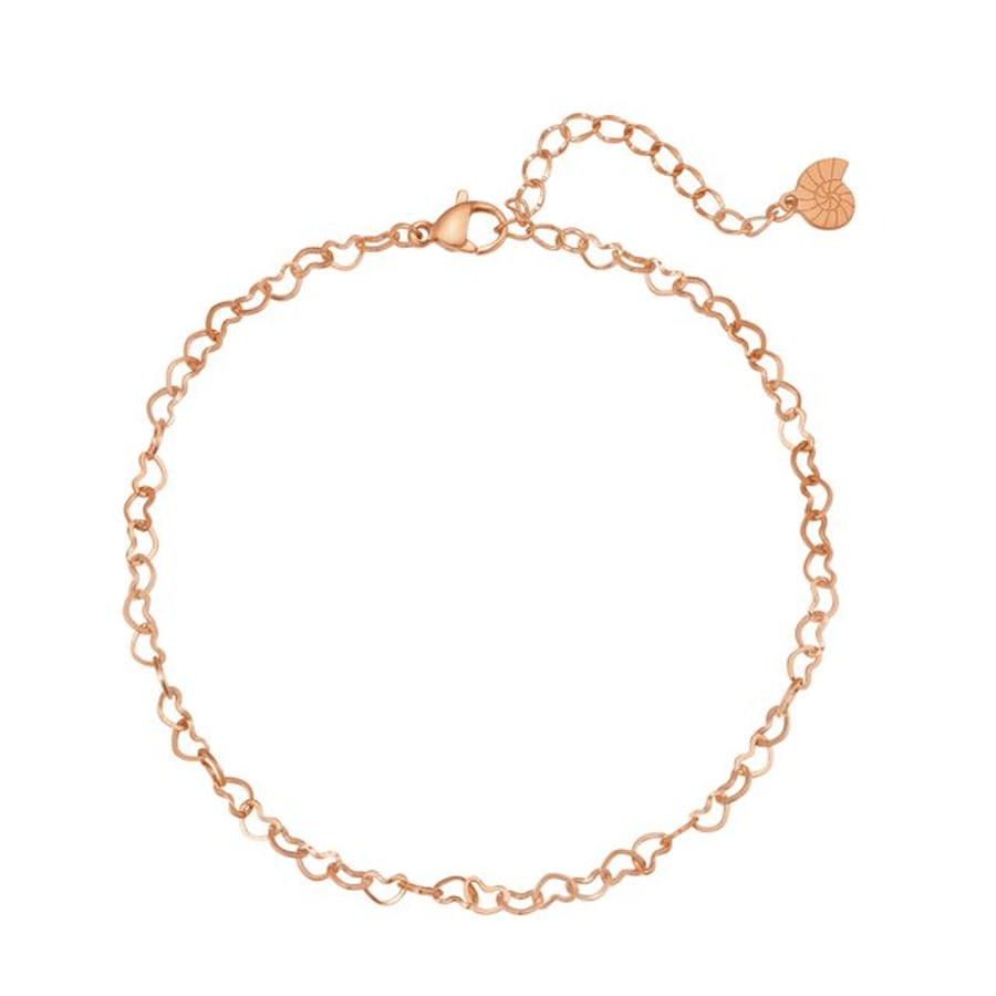 Hey Happiness Zarte Herz-Ketten-Fußkette, aus Edelstahl Rosegold Damen