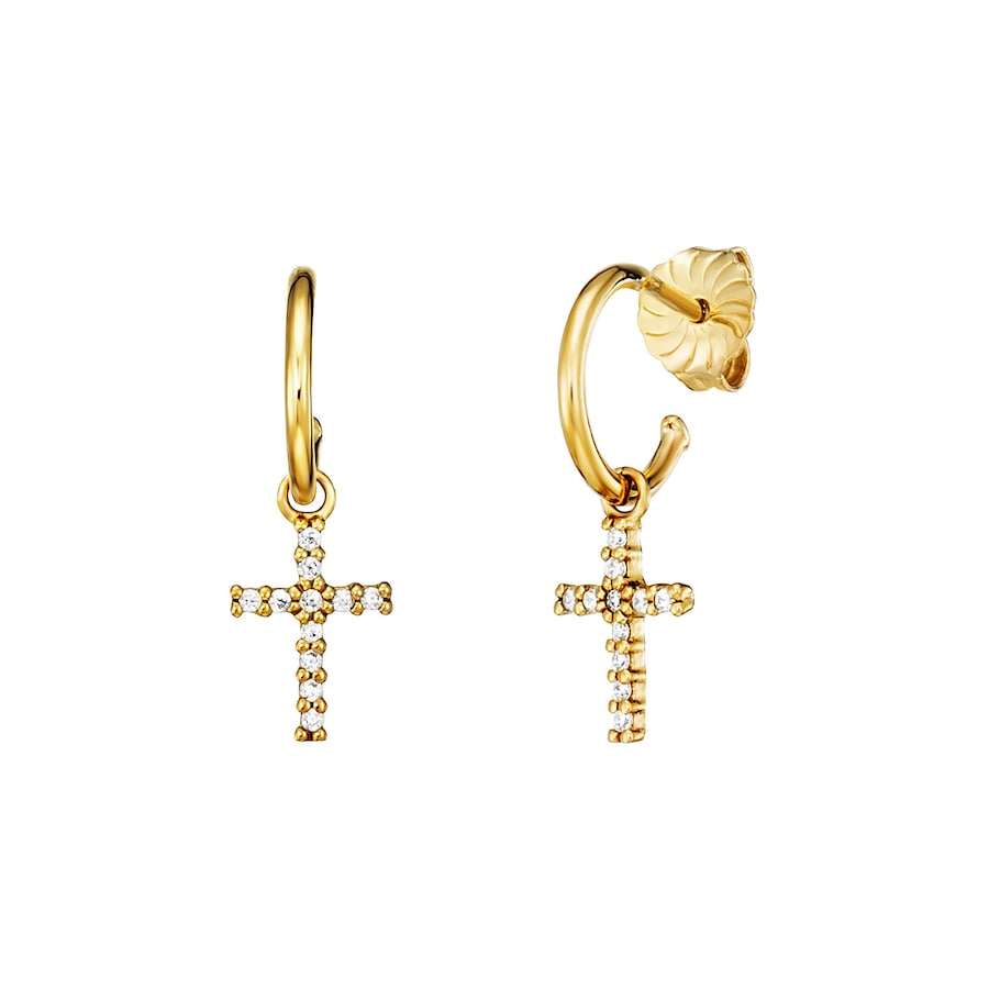 Julie Julsen Creolen 925/- Sterling Silber Zirkonia weiß gelb vergoldet Weiss Damen