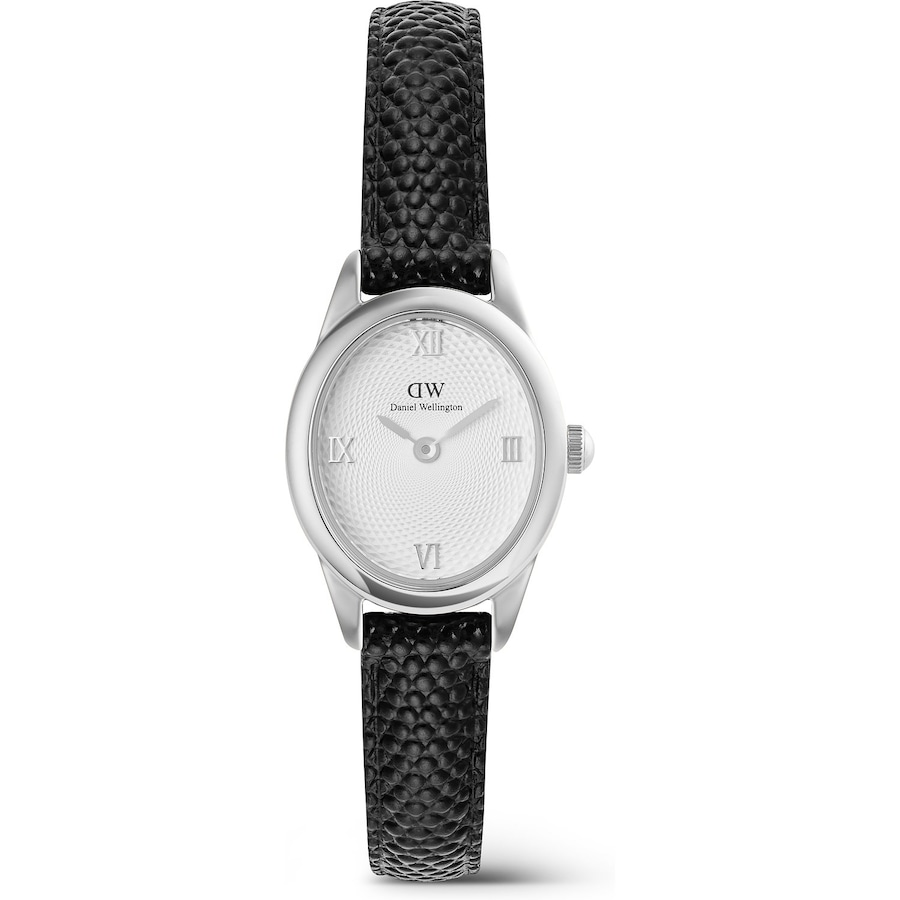 Daniel Wellington Damenuhr Leder schwarz, silber, weiß Damen