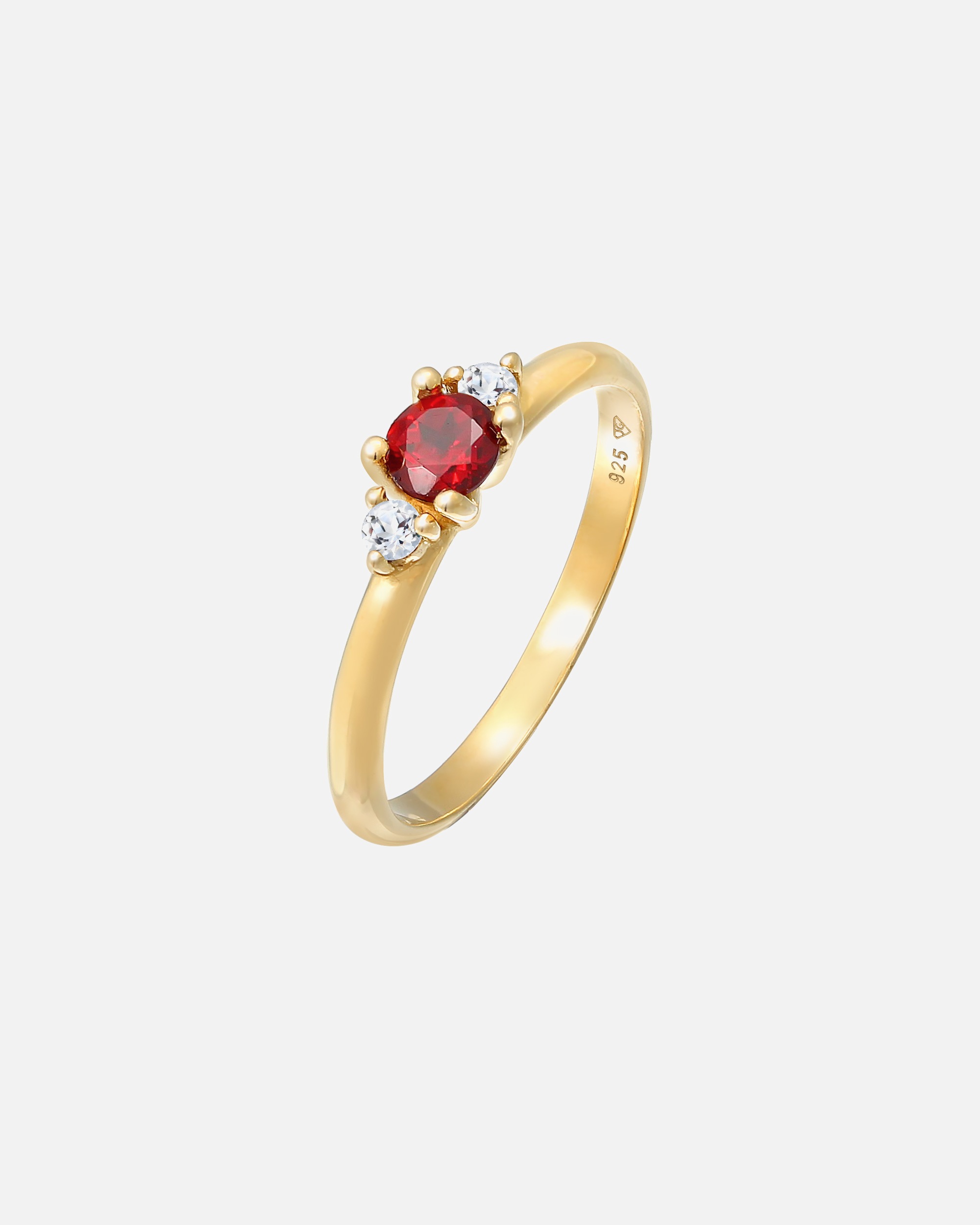 Ring für Weiblich Elli PREMIUM Granat Topas Klassik Rund 925 Silber vergoldet 56