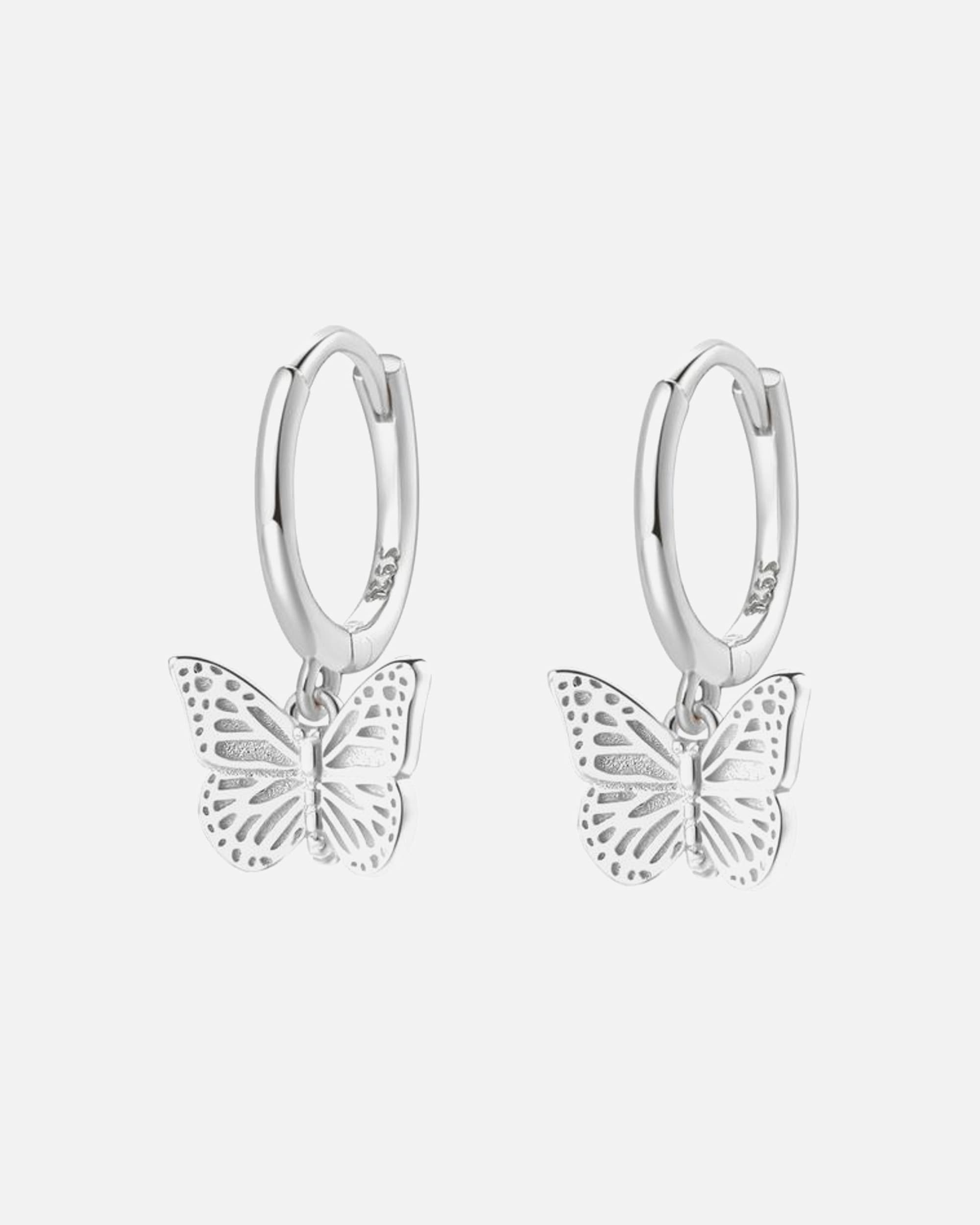 Ohrringe für Weiblich Hey Happiness Default Brand Line Schmetterling Huggie Ohrringe aus 925er Sterlingsilber Silber