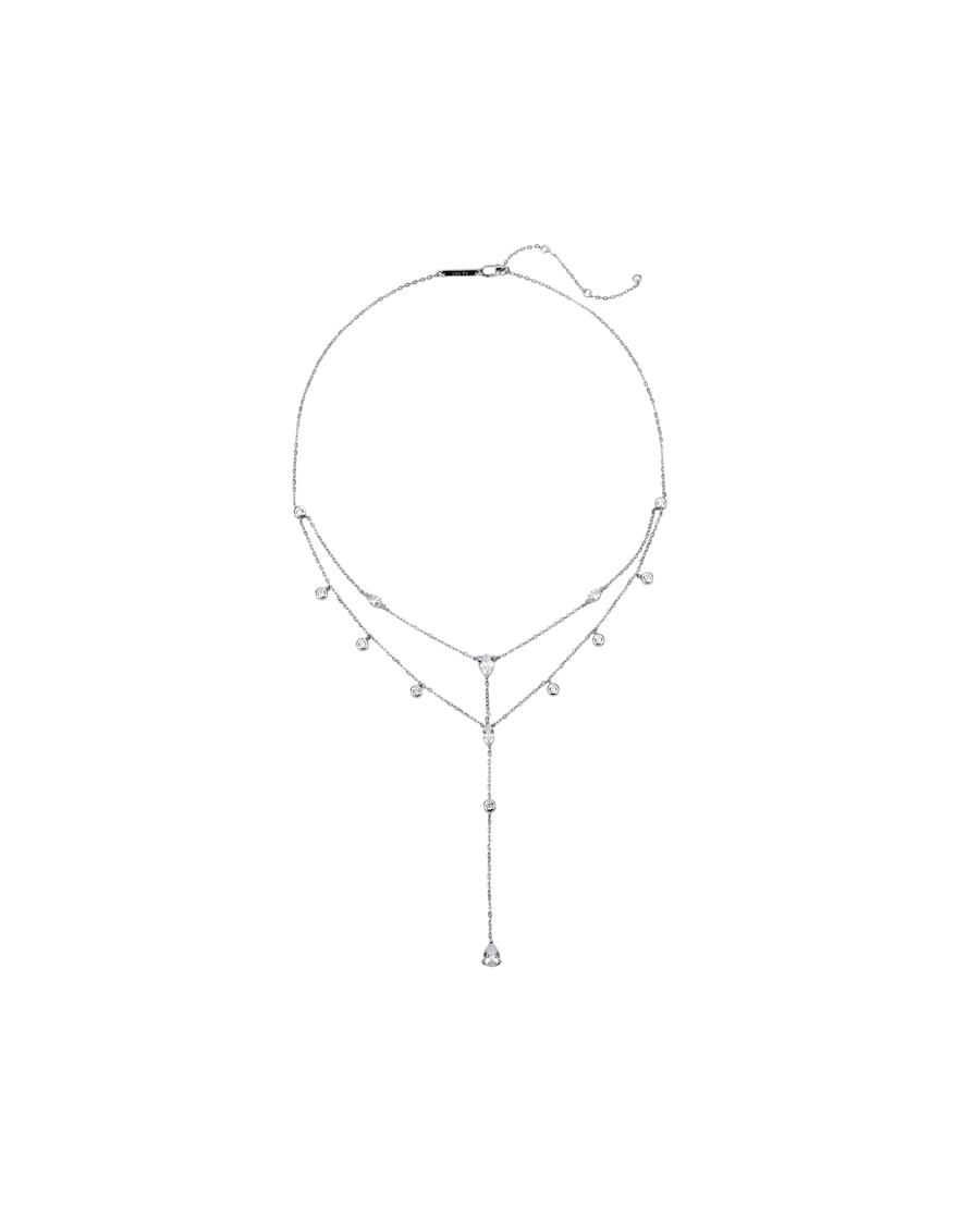 Hey Happiness Zirkonia Doppelkette mit Y-Kette 925 Sterlingsilber Silber Damen