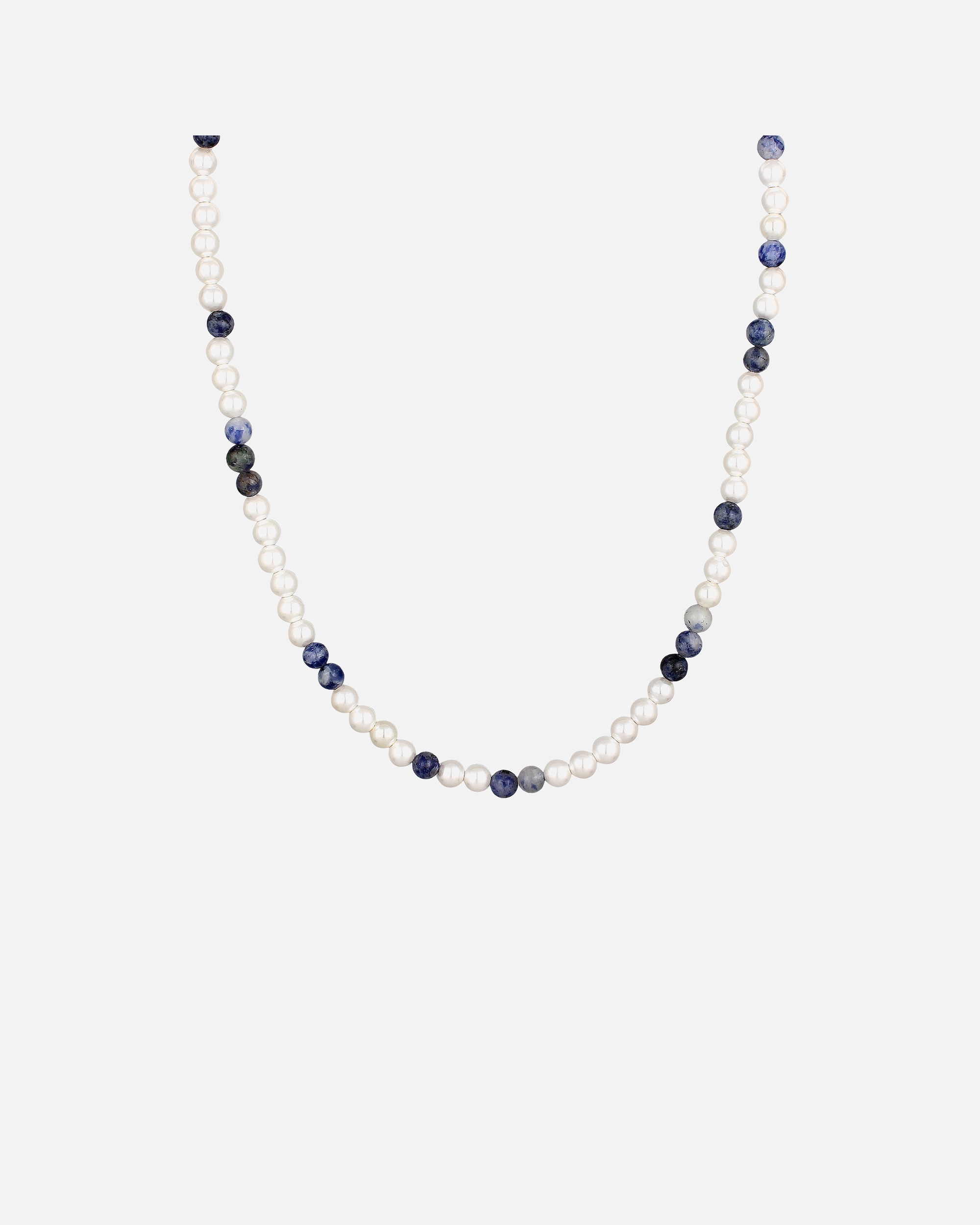 Halskette für Männlich KUZZOI Muschelkernperlen Achat Blau 925 Silber vergoldet 50