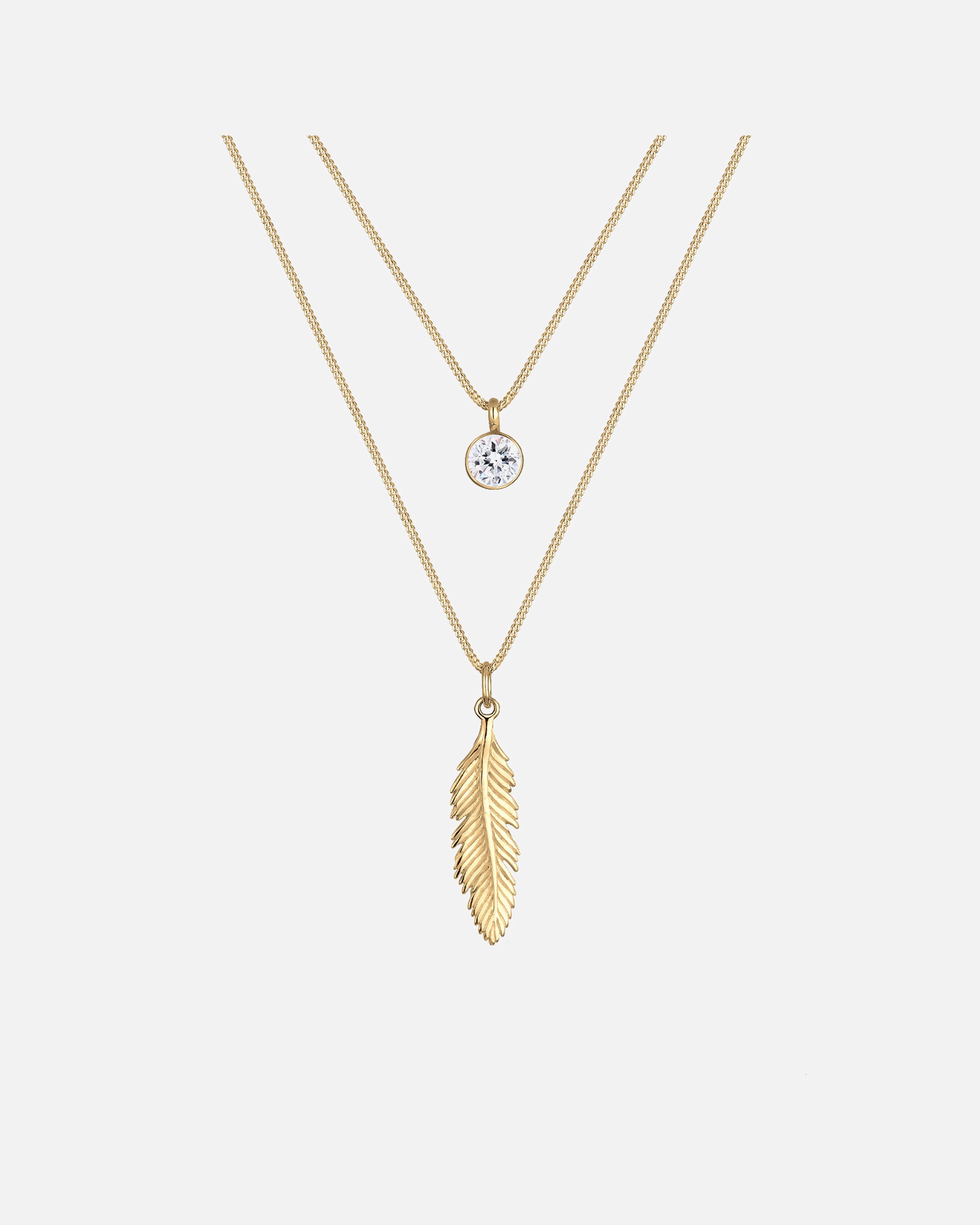 Halskette für Weiblich Elli Feder Boho 925 Silber, mit Kristallen von Swarovski® 45
