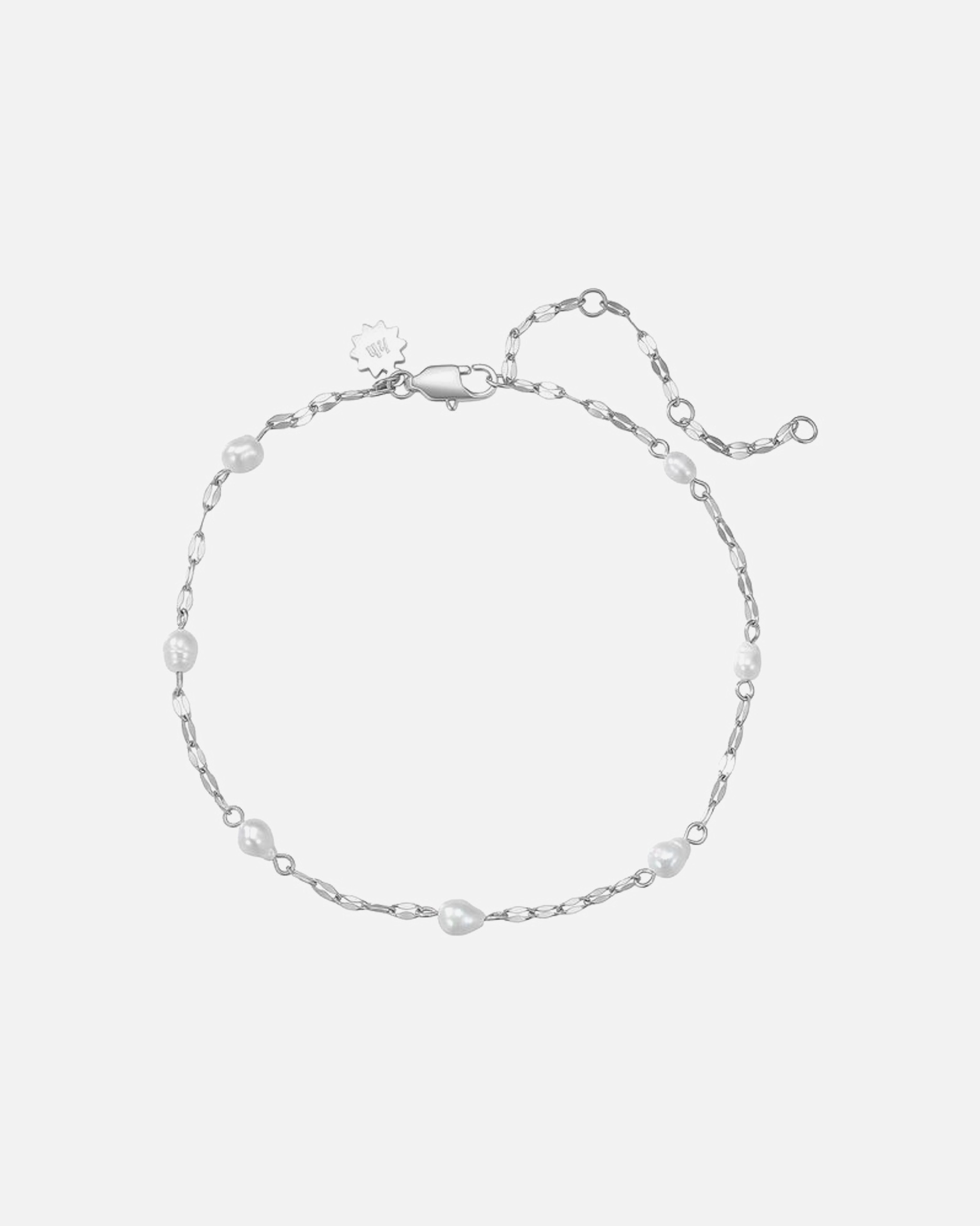 Fußschmuck für Weiblich Hey Happiness Default Brand Line Perlen Rolo Fußkettchen – Edelstahl Fußkette – wasserfest Silber