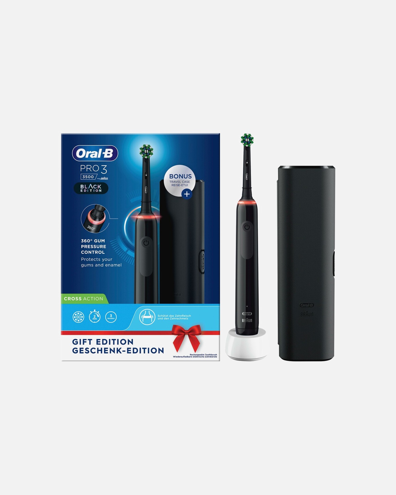 Elektrische Zahnbürste für Unisex Braun Elektrische Zahnbürste Pro 3 3500 mit 3 Putzmodi 1 Stück