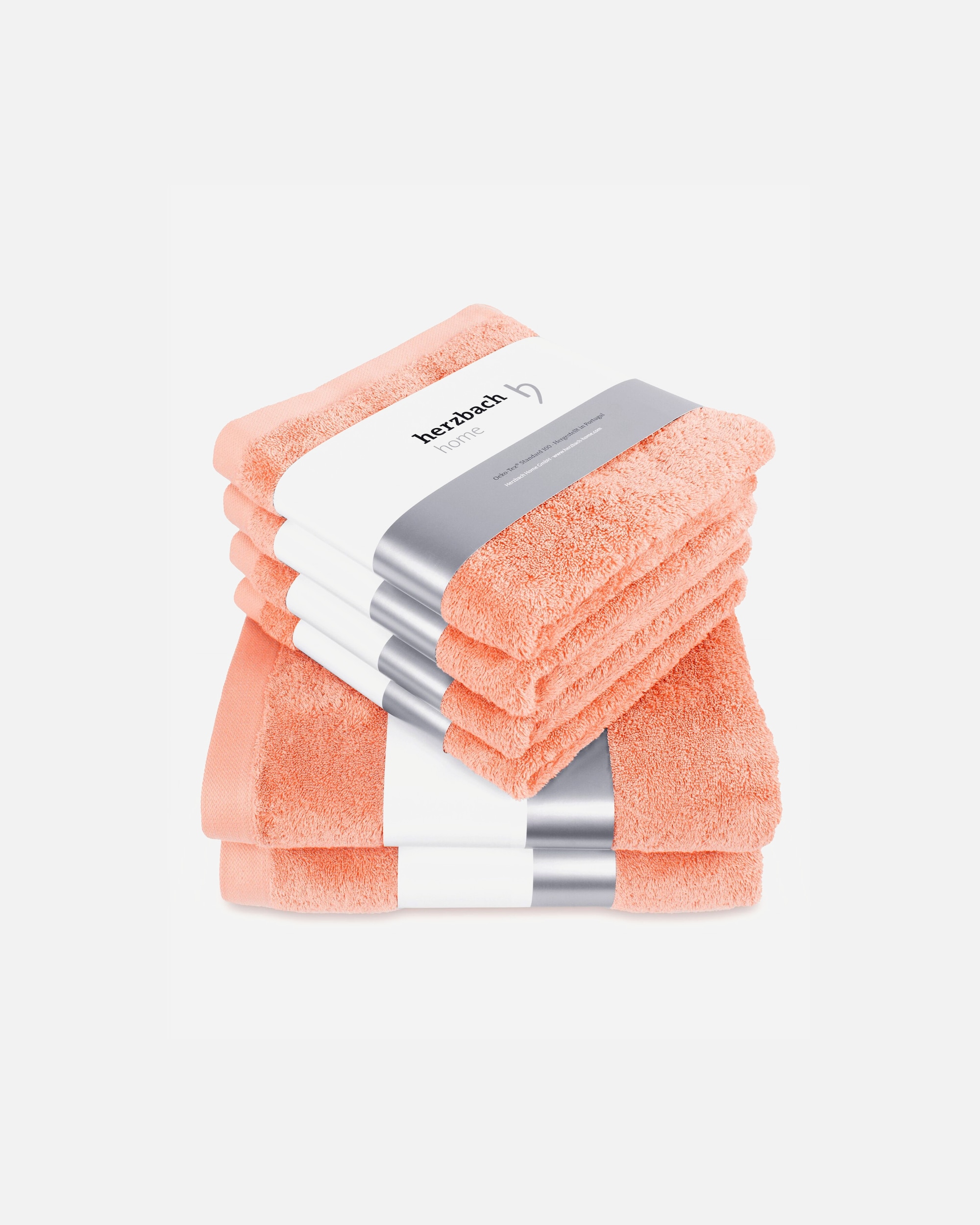 Handtuch für Unisex Herzbach Home Default Brand Line Handtuchset Pura 6-teilig einfarbig Coral