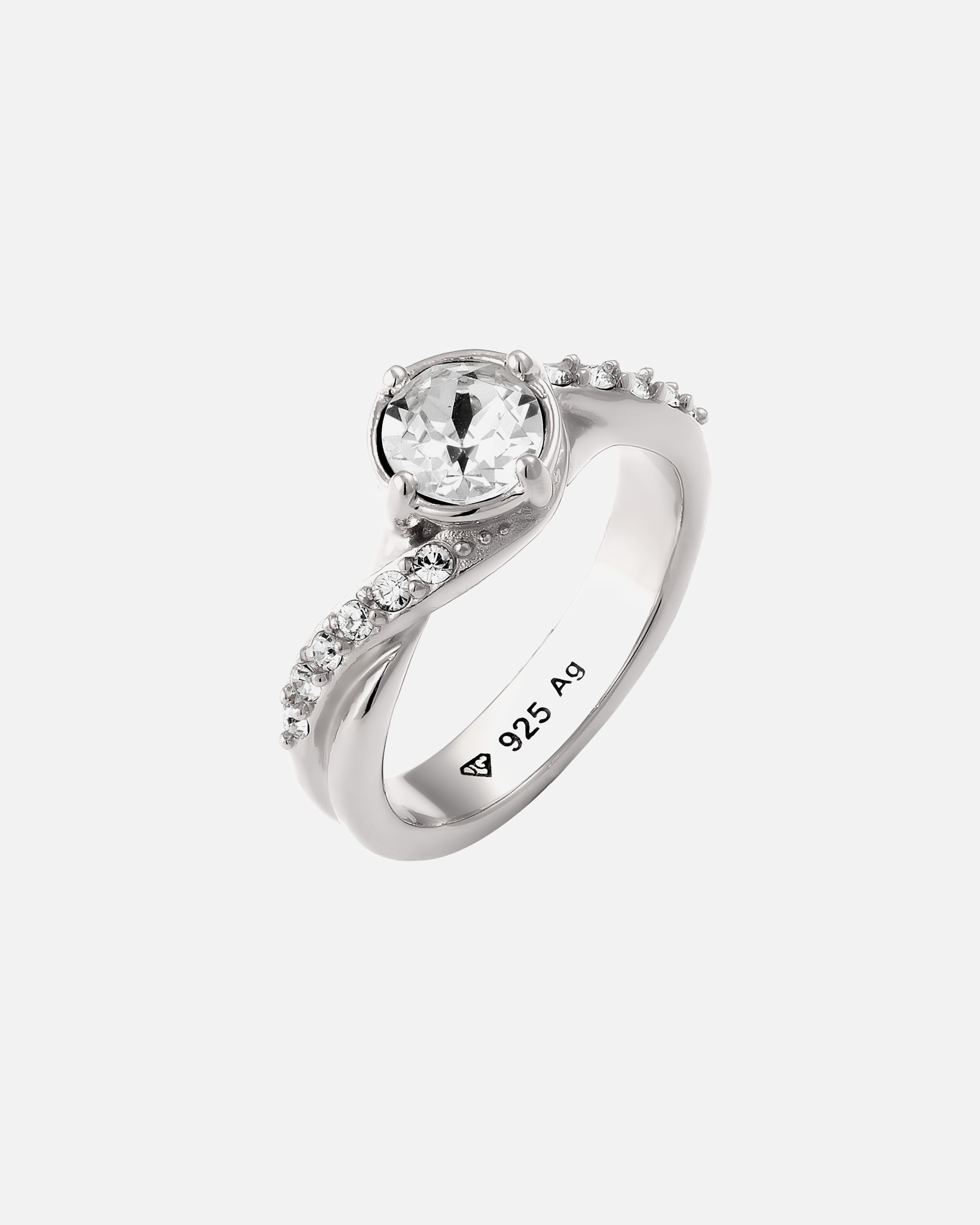 Ring für Weiblich Elli Solitär Weiß 925 Sterling Silber, mit Kristallen von Swarovski® 58