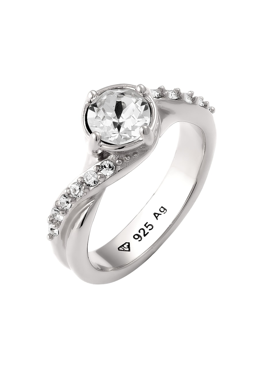 Elli Solitär Weiß 925 Sterling Silber, mit Kristallen von Swarovski 54 Damen
