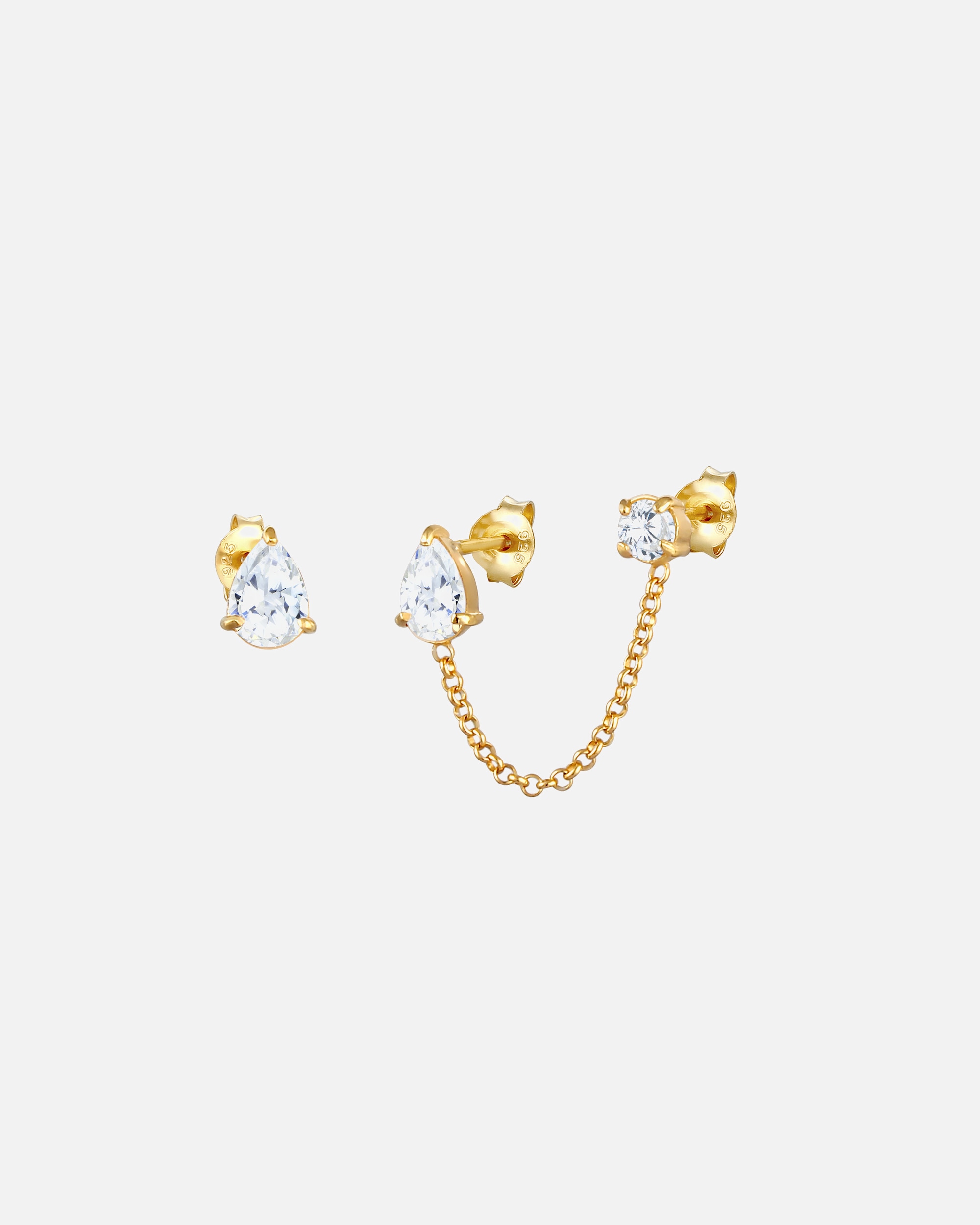 Ohrringe für Weiblich Elli Stecker Zirkonia Kristalle Tropfen-Form 925 Silber goldfarben