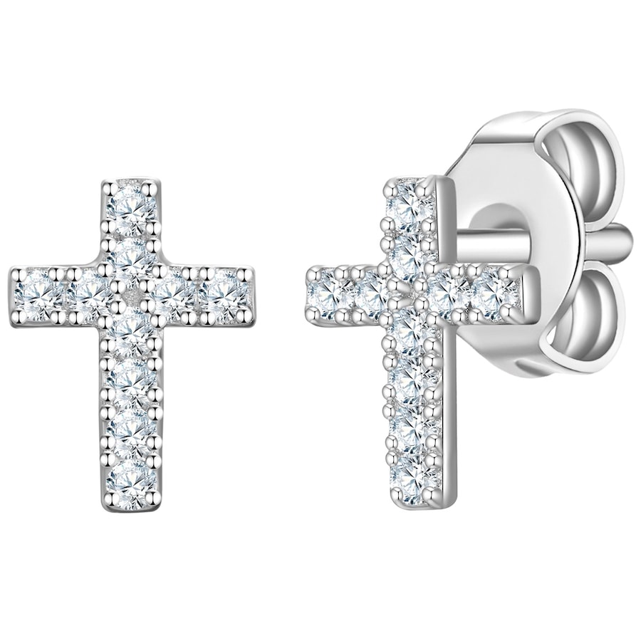 Rafaela Donata Ohrstecker Kreuz aus Sterling Silber in mit Zirkonia 6,9 mm Damen