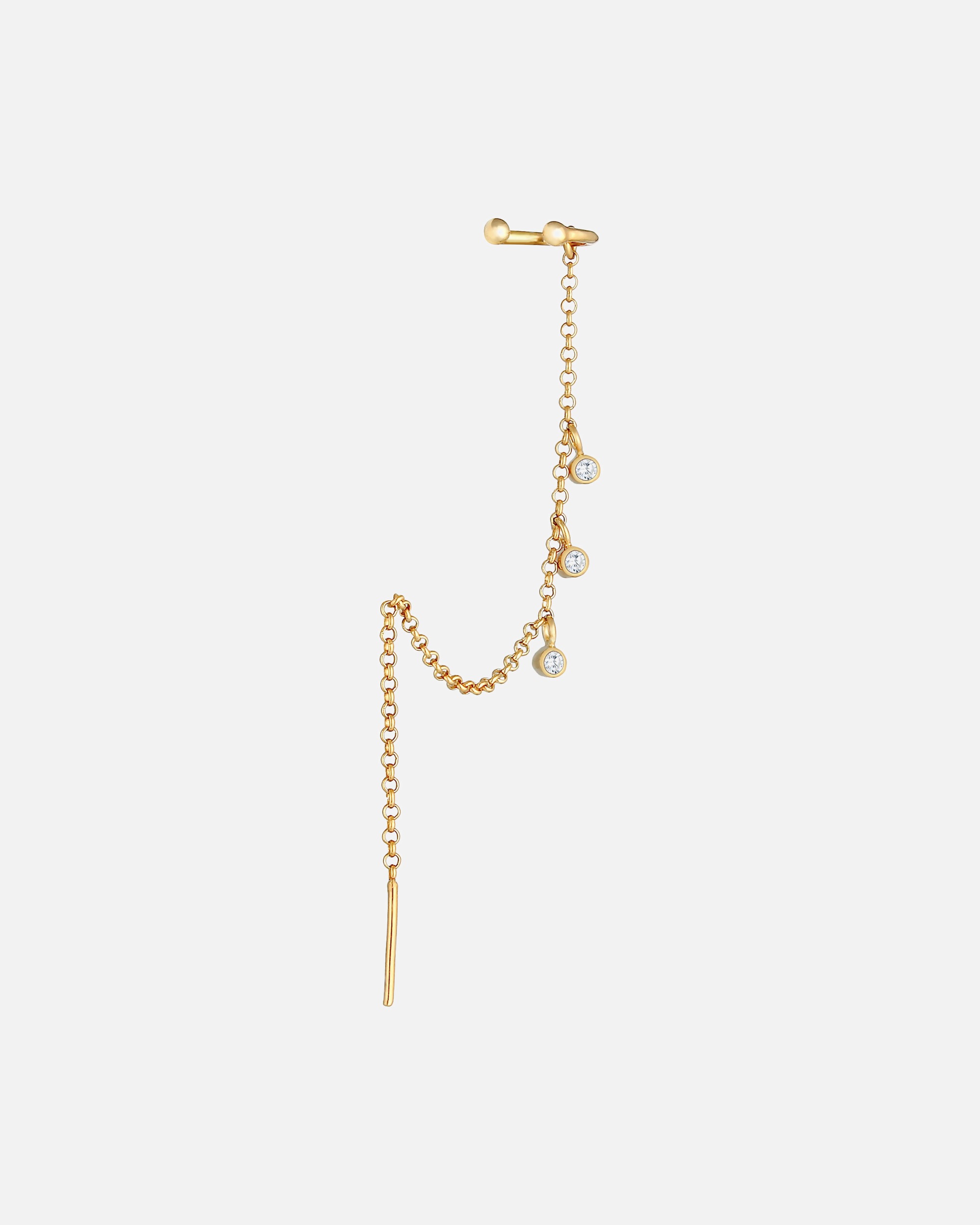Ear Cuff für Weiblich Elli Elli Ohrringe Earcuff Durchzieher Zirkonia Single 925 Silber goldfarben