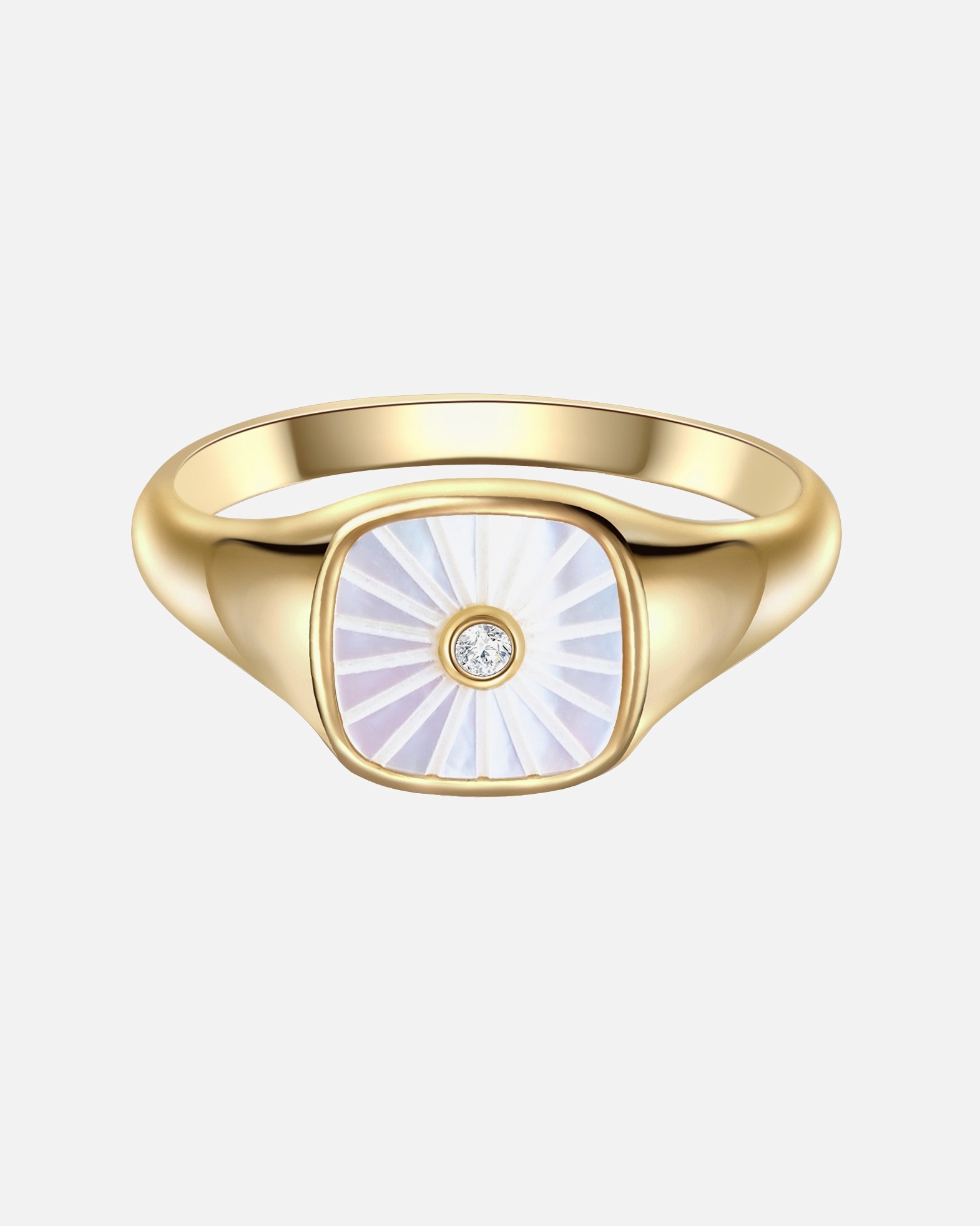 Ring für Weiblich Glanzstücke München Ring Sterling Silber Zirkonia Perlmutt in Gelbgold 58