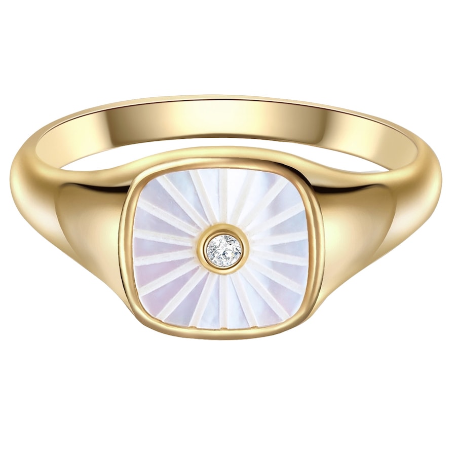 Glanzstücke München Ring Sterling Silber Zirkonia Perlmutt in Gelbgold 58 Damen
