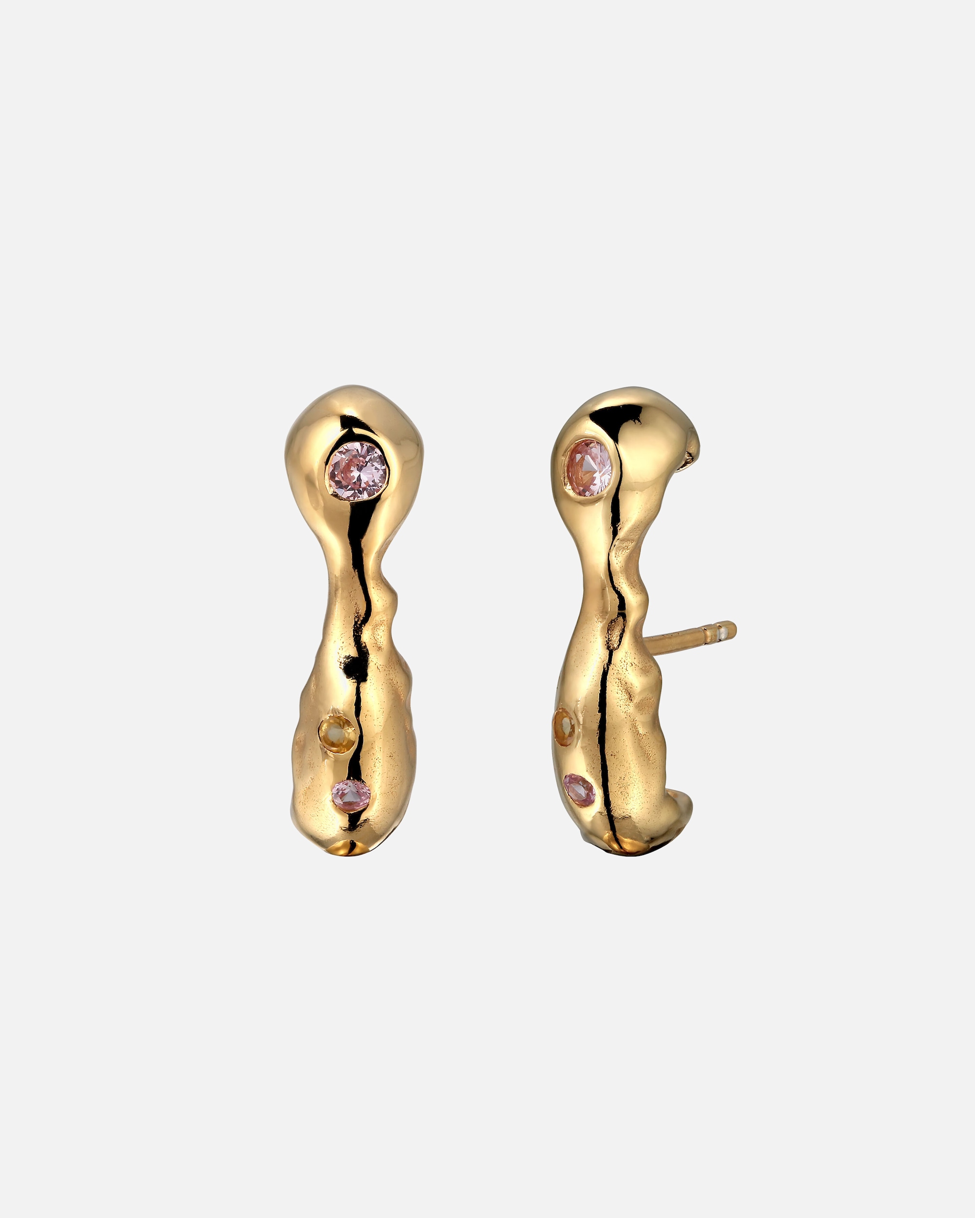 Ohrringe für Weiblich Haze & Glory Default Brand Line Ohrstecker Citrin Synthetischer Saphir Rosa 925 Sterling Silber Gold-plated OneSize