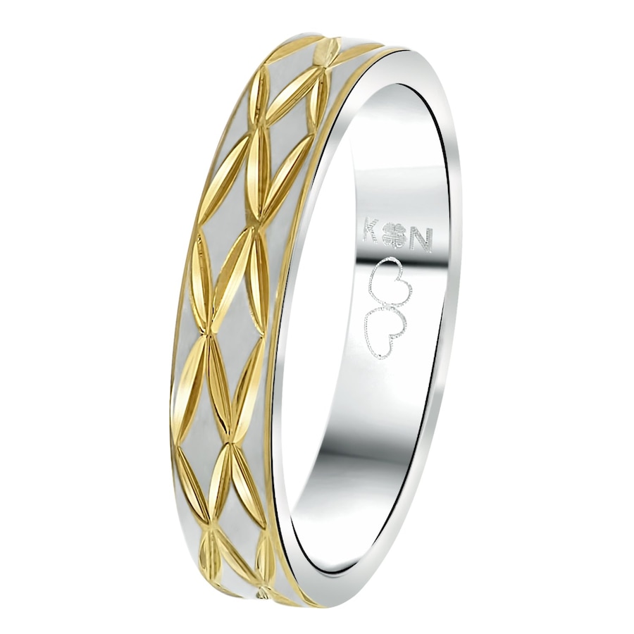 Lucardi Ringe 'Capri' Stahl - silbern-goldfarbig 49mm Herren