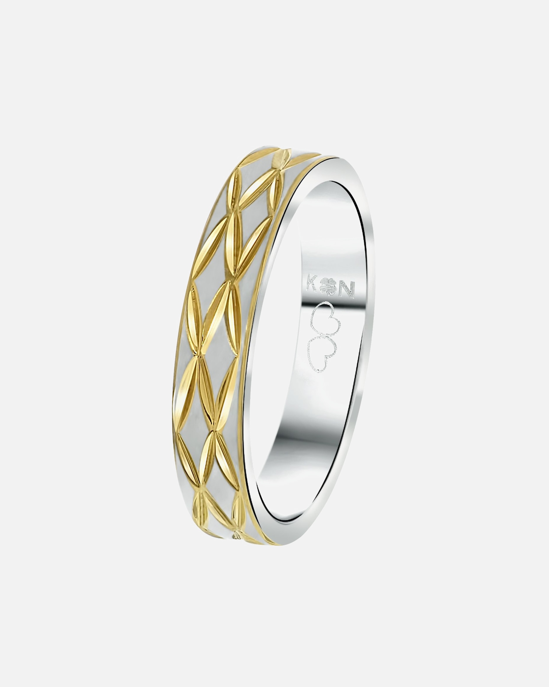 Ring für Männlich Lucardi Ringe 'Capri' Stahl - silbern-goldfarbig 55mm