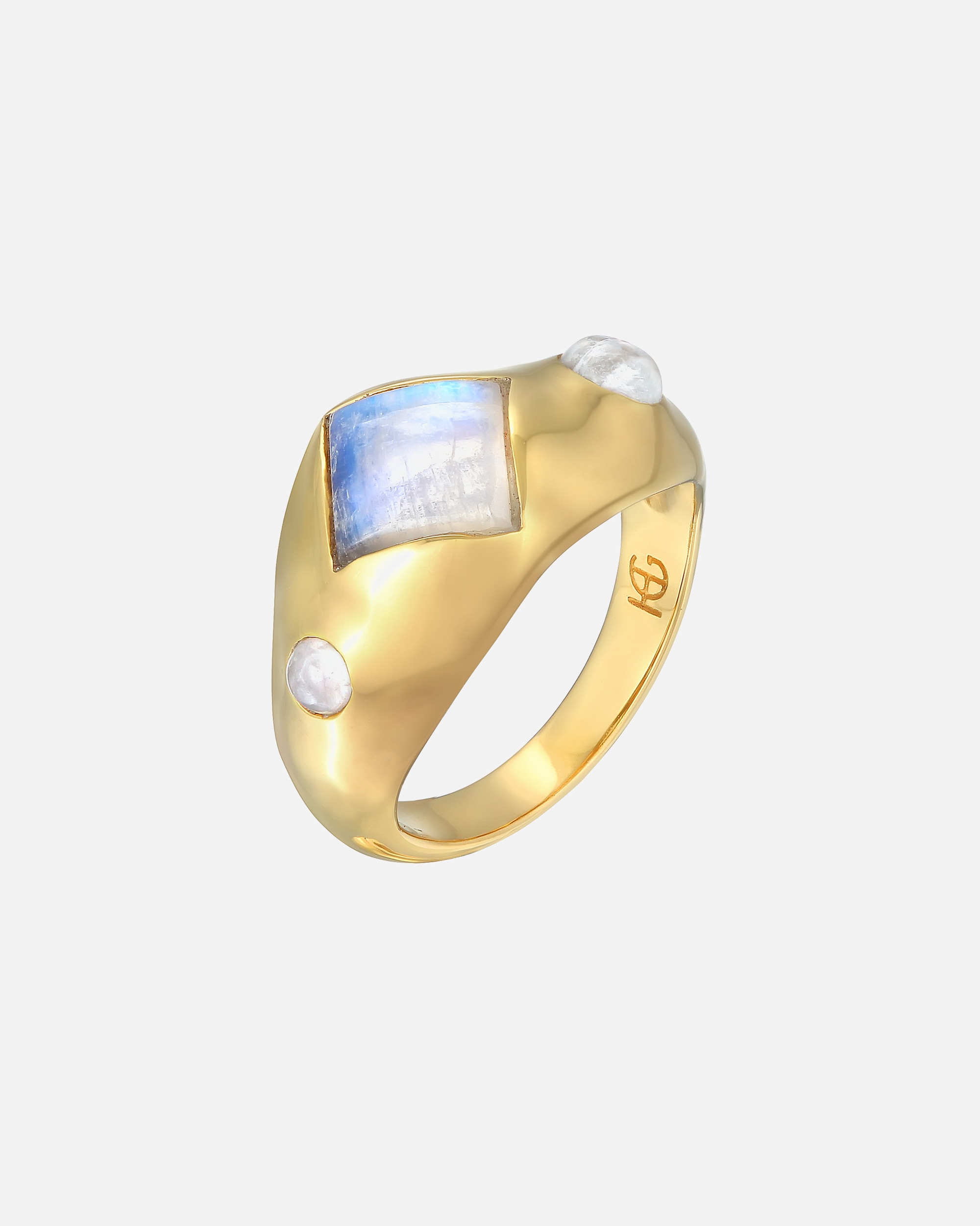 Ring für Weiblich Haze & Glory Default Brand Line Mondstein Rosa Quarz 925 Silber vergoldet 54