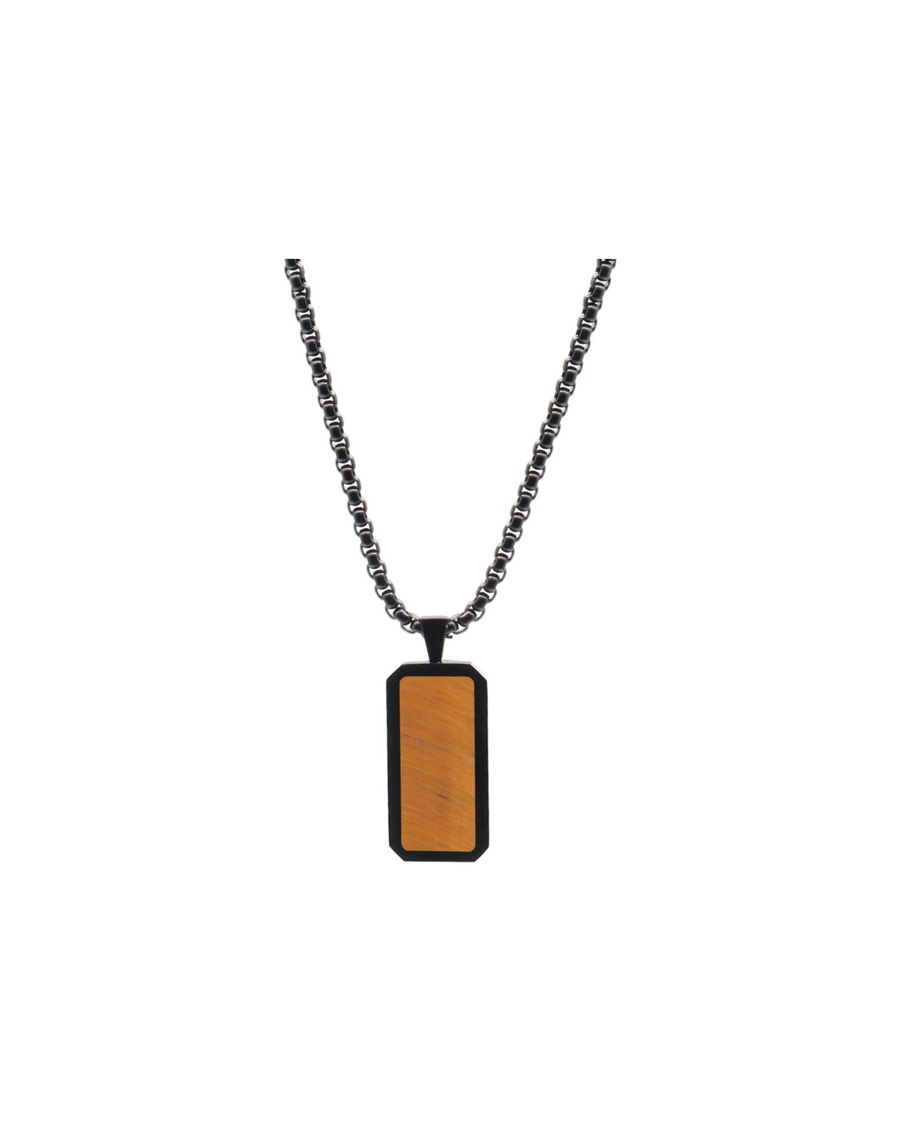 GT Collection Kette mit Anhänger 'Rectangle Pendant' brown Braun Herren